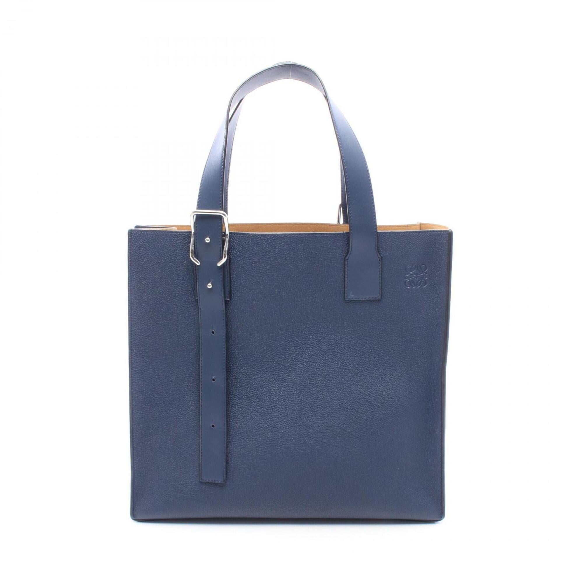Loewe Navy Leather Handbag Tote Bag (Pre-Owned)