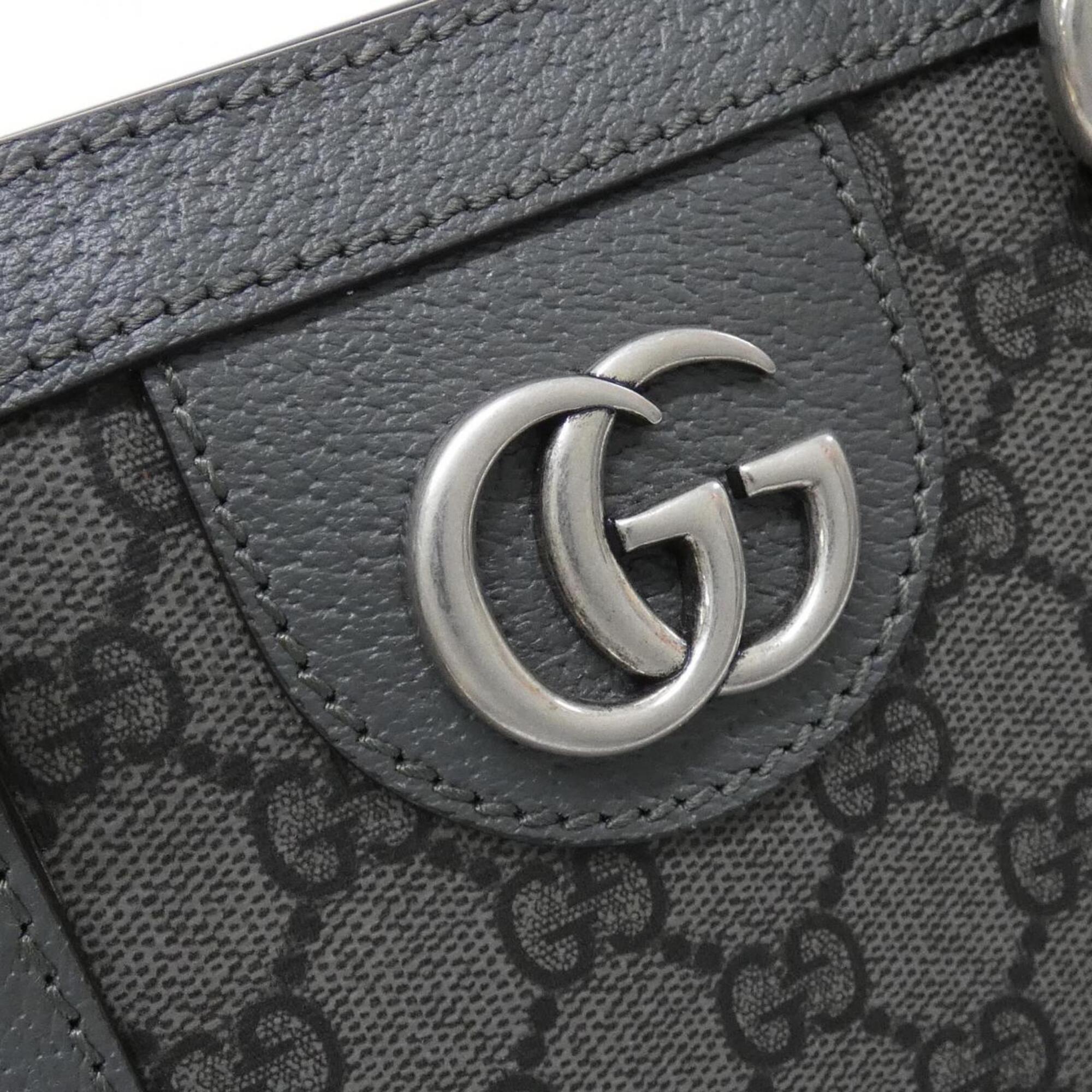 Gucci Ophidia Black Gray Gg Supreme Leather Handbag (Pre-Owned)