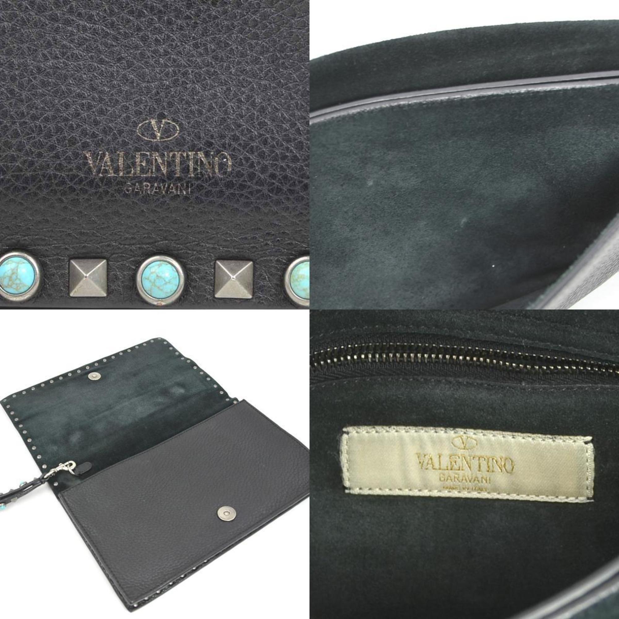 Valentino Garavani Black Leather Clutch Bag (Pre-Owned)