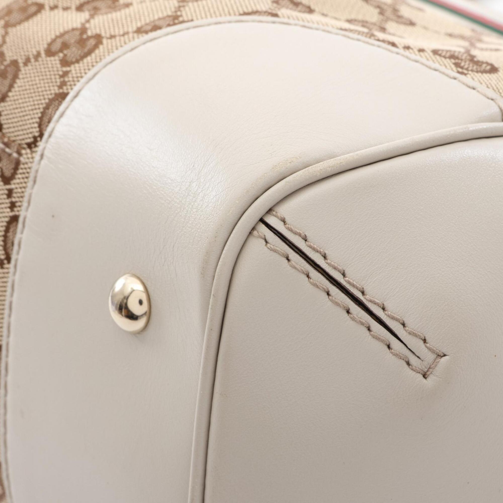 Gucci Beige Ivory Multi-Color Gg Canvas Leather Handbag Tote Bag (Pre-Owned)