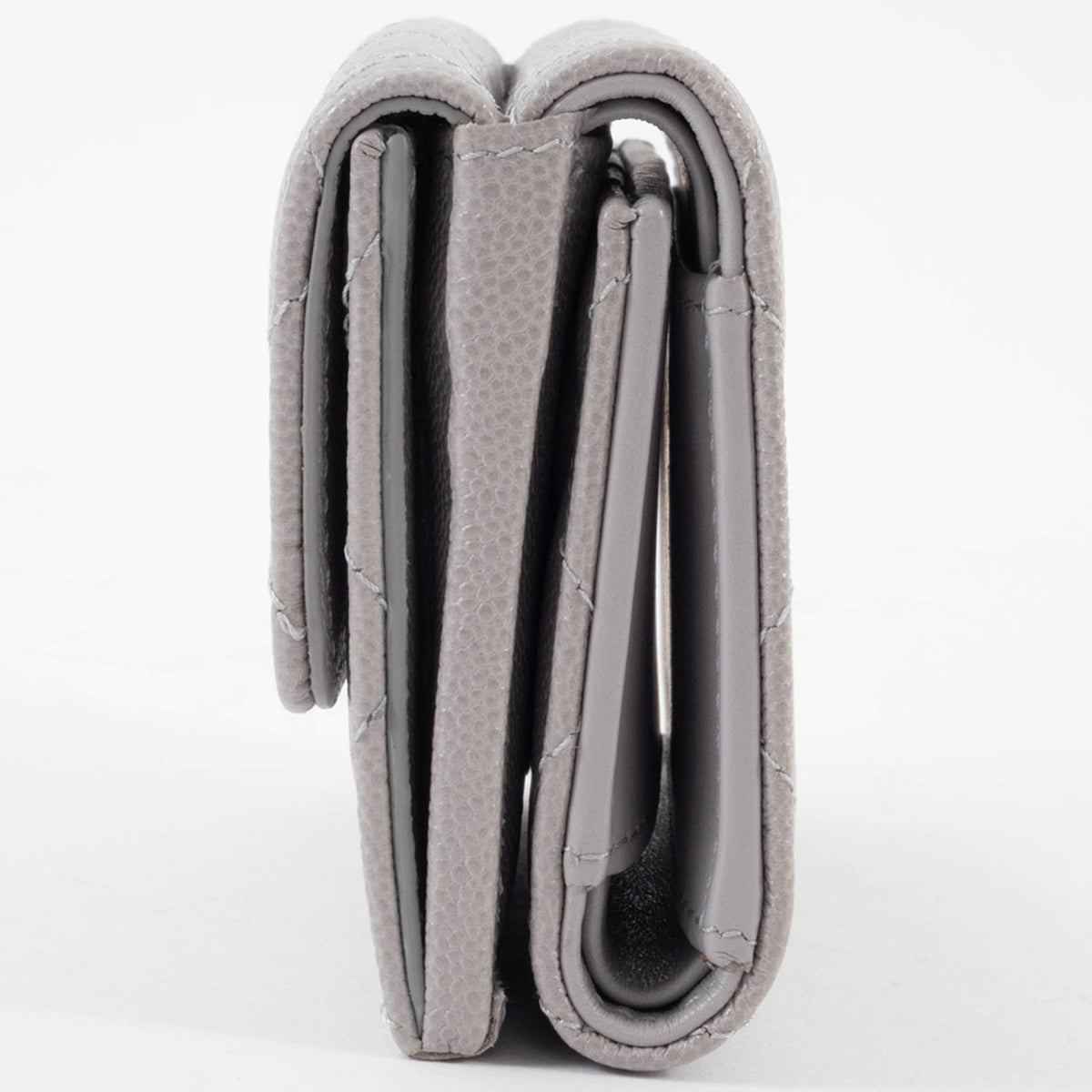 Chanel Grayish Leather Wallet (Tri-Fold) (Pre-Owned)