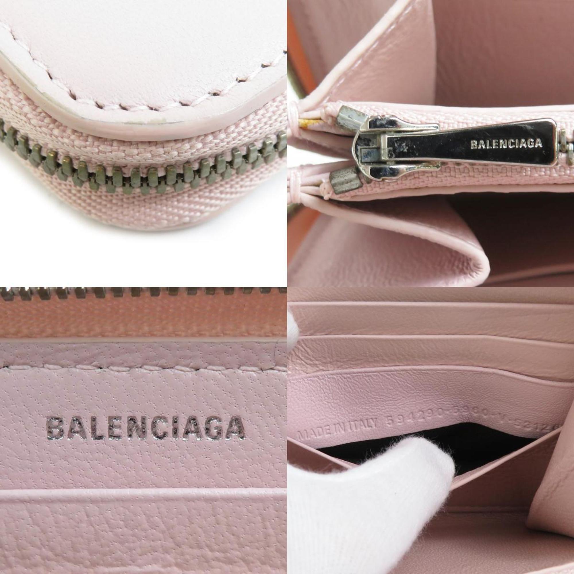 Balenciaga Light Pink Leather Long Wallet (Bi-Fold) (Pre-Owned)