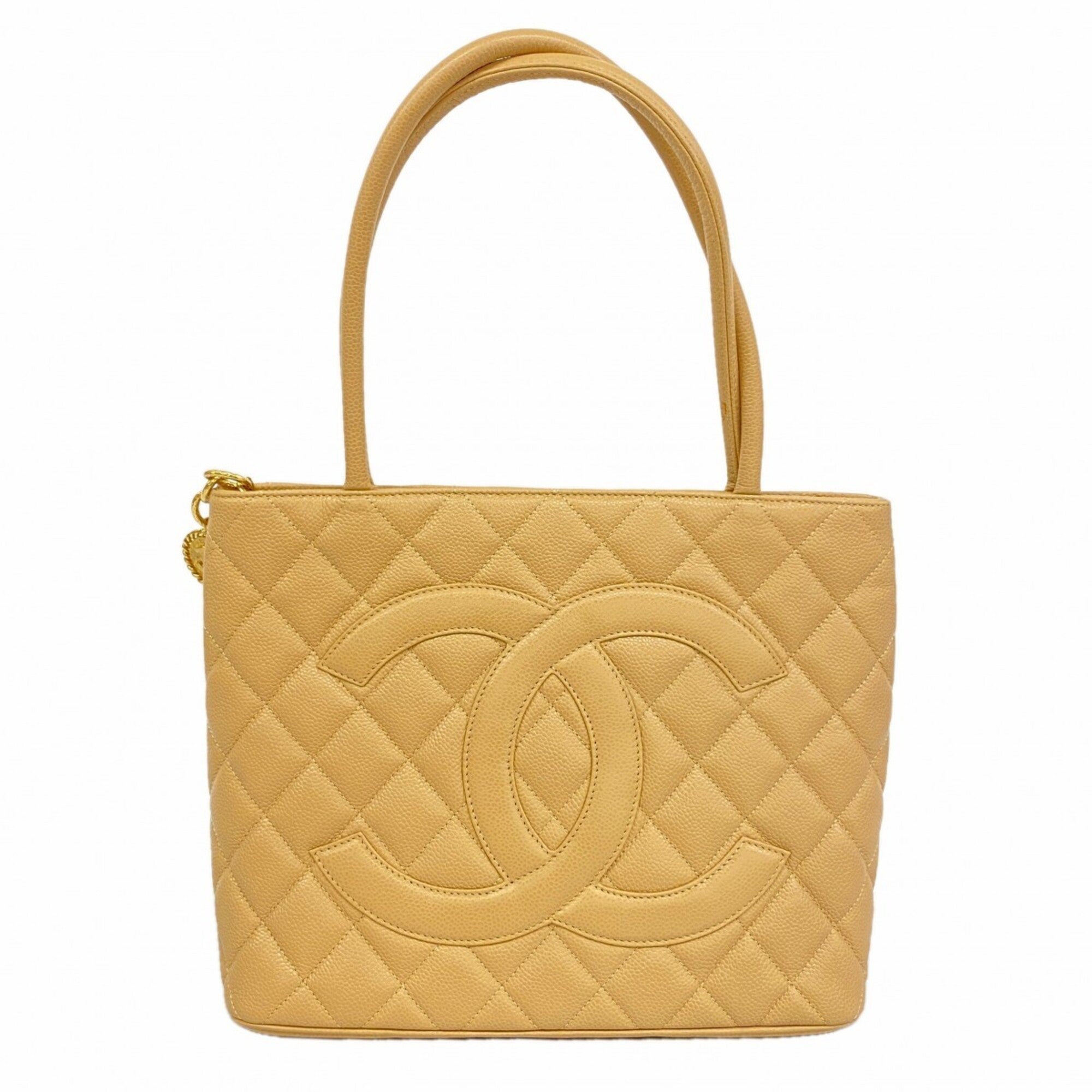 Chanel Beige Grained Calfskin Tote Bag (Pre-Owned)