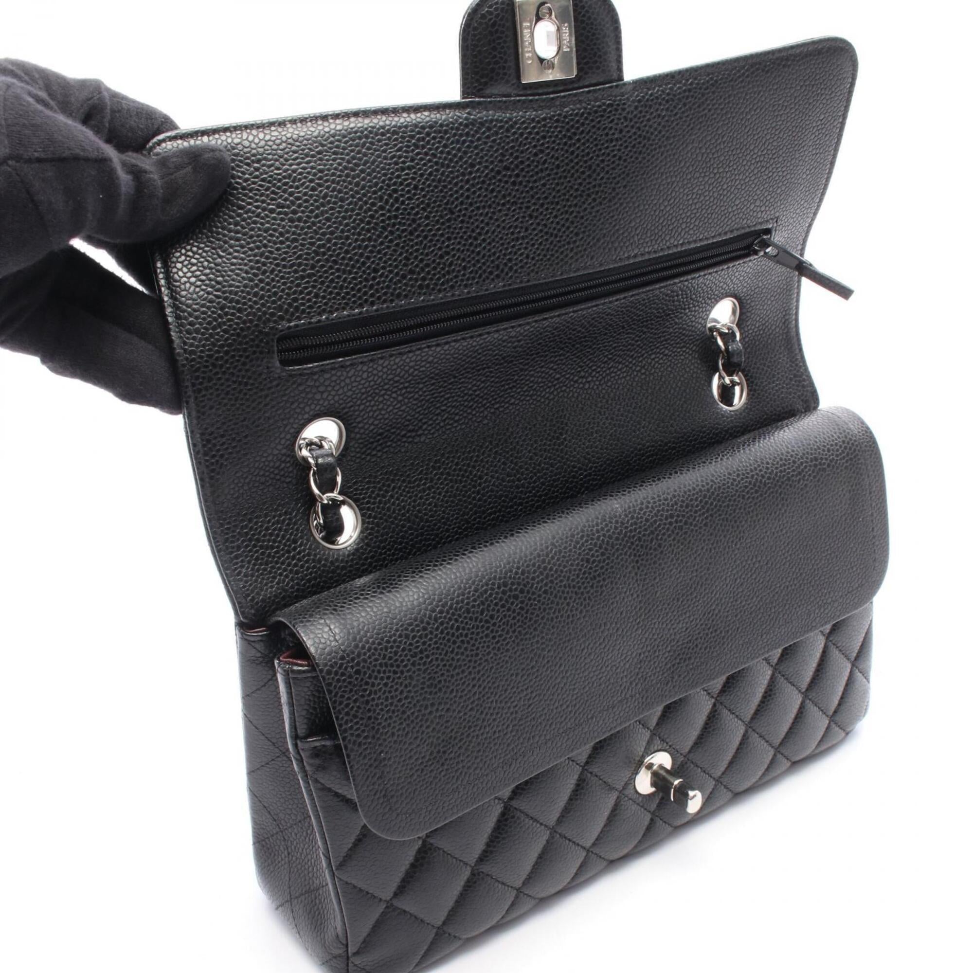 Chanel Black Grained Calfskin Handbag Shoulder Bag (Pre-Owned)