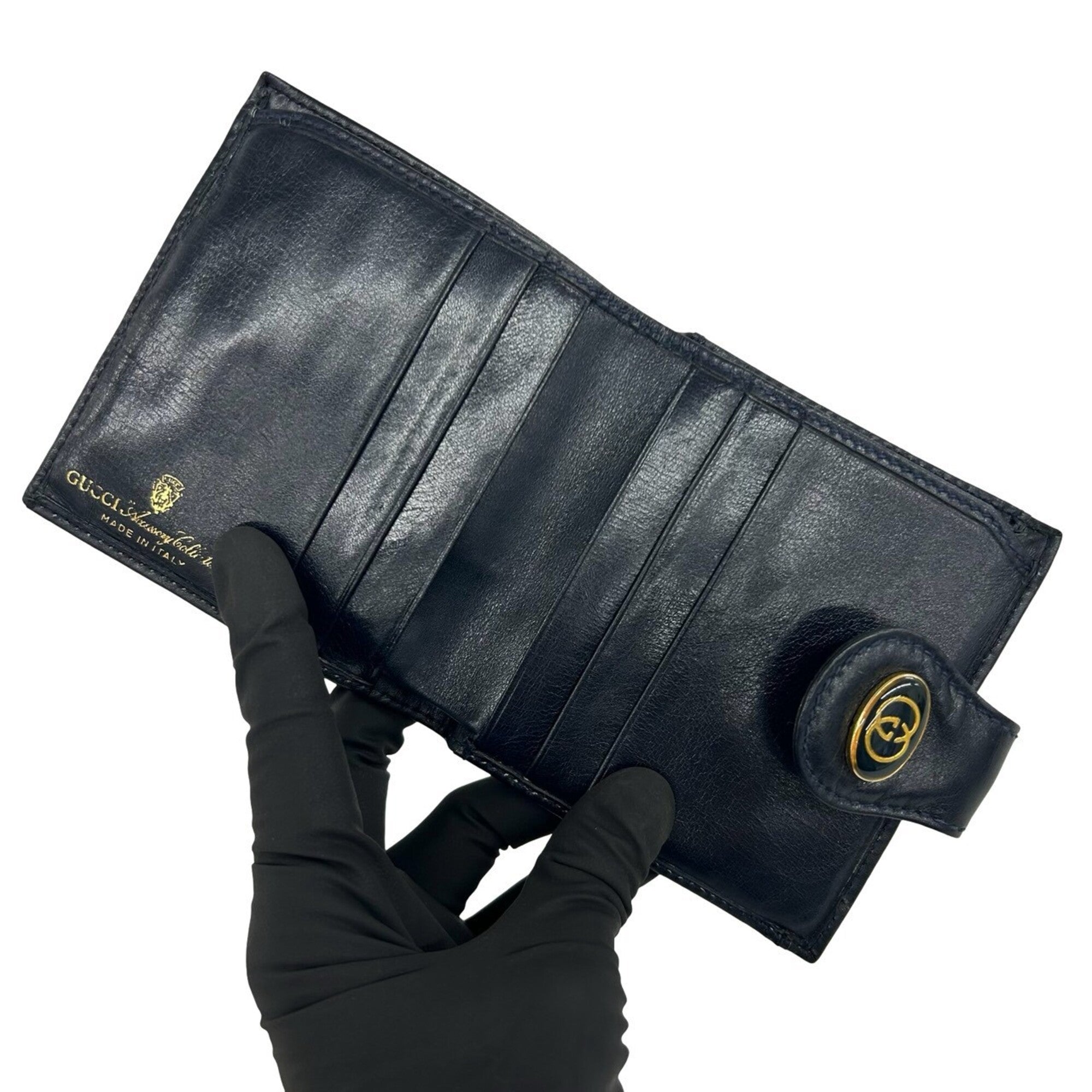 Gucci Navy Red Color Pvc Leather Wallet (Bi-Fold) (Pre-Owned)