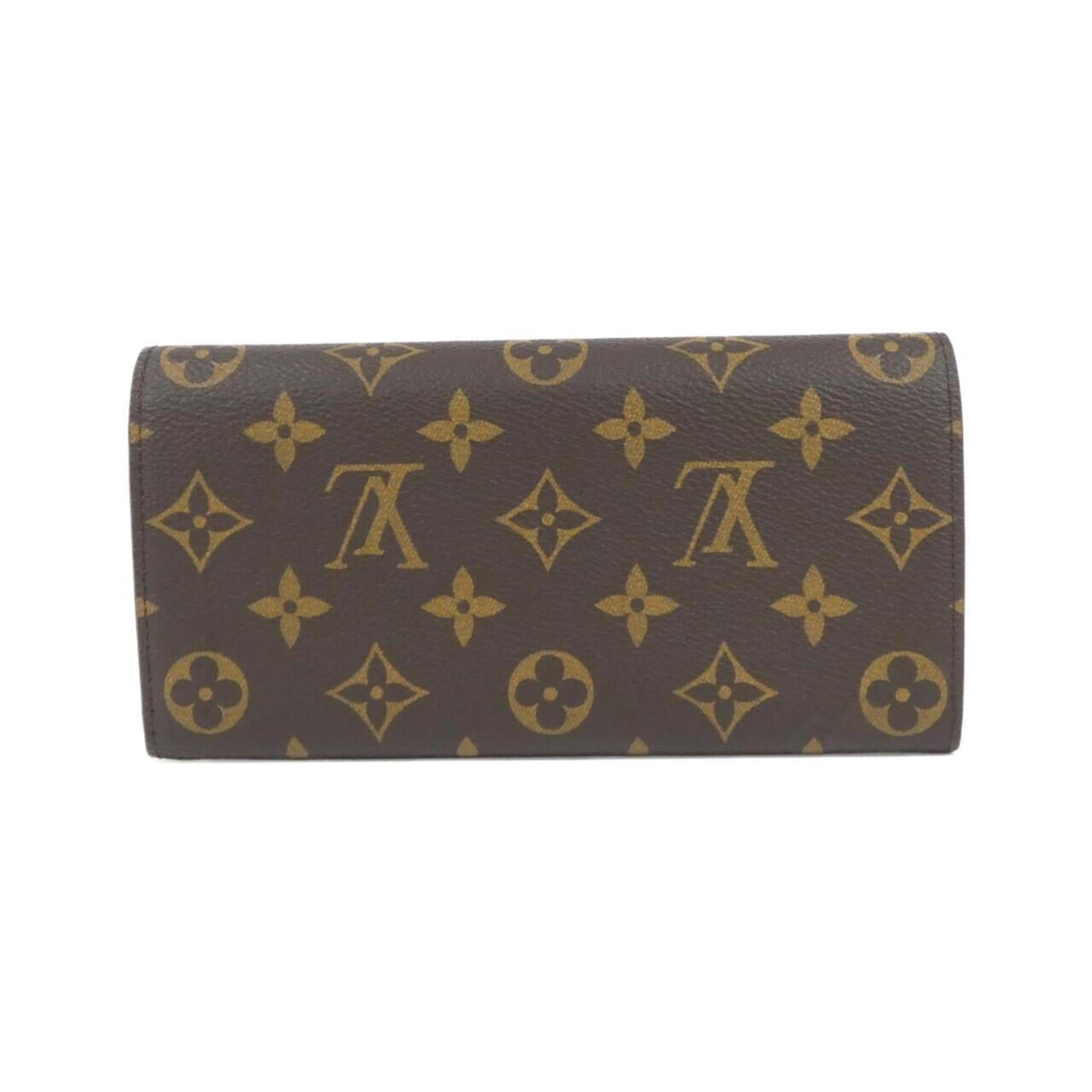 Louis Vuitton Fuchsia Marron Coated Canvas Long Wallet (Bi-Fold) (Pre-Owned)
