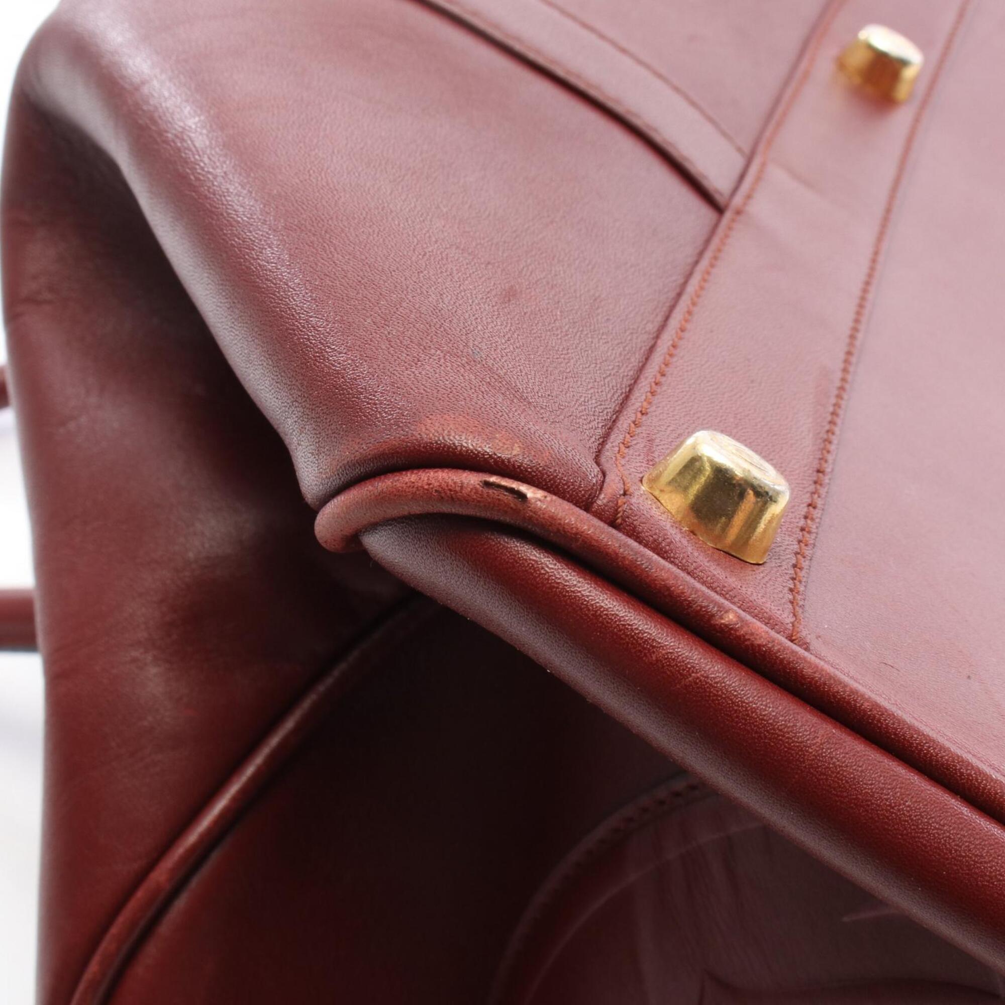 Cartier Bordeaux Leather Boston Bag Handbag (Pre-Owned)