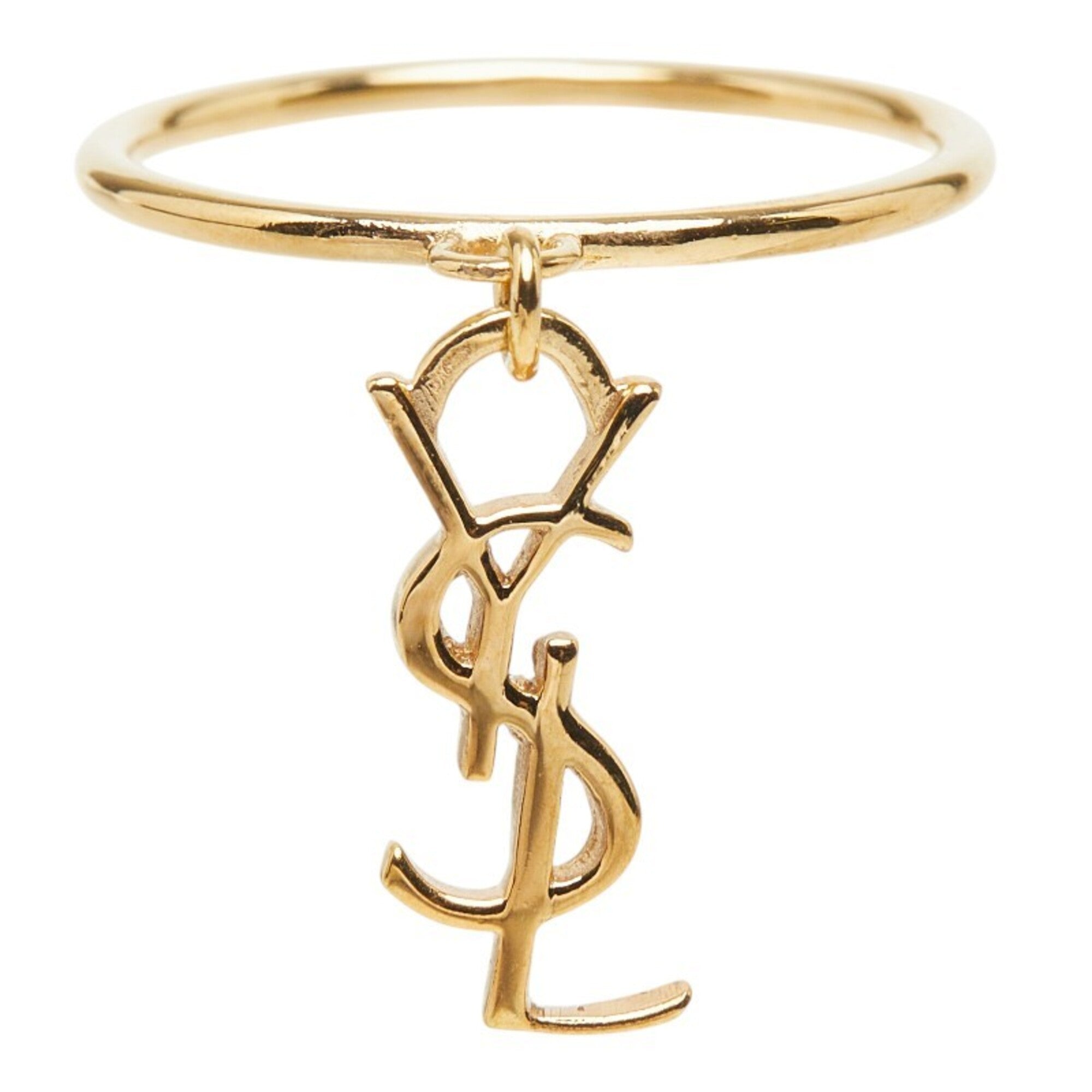 Yves Saint Laurent Gold Plating Silver 925 Band Ring (Pre-Owned)