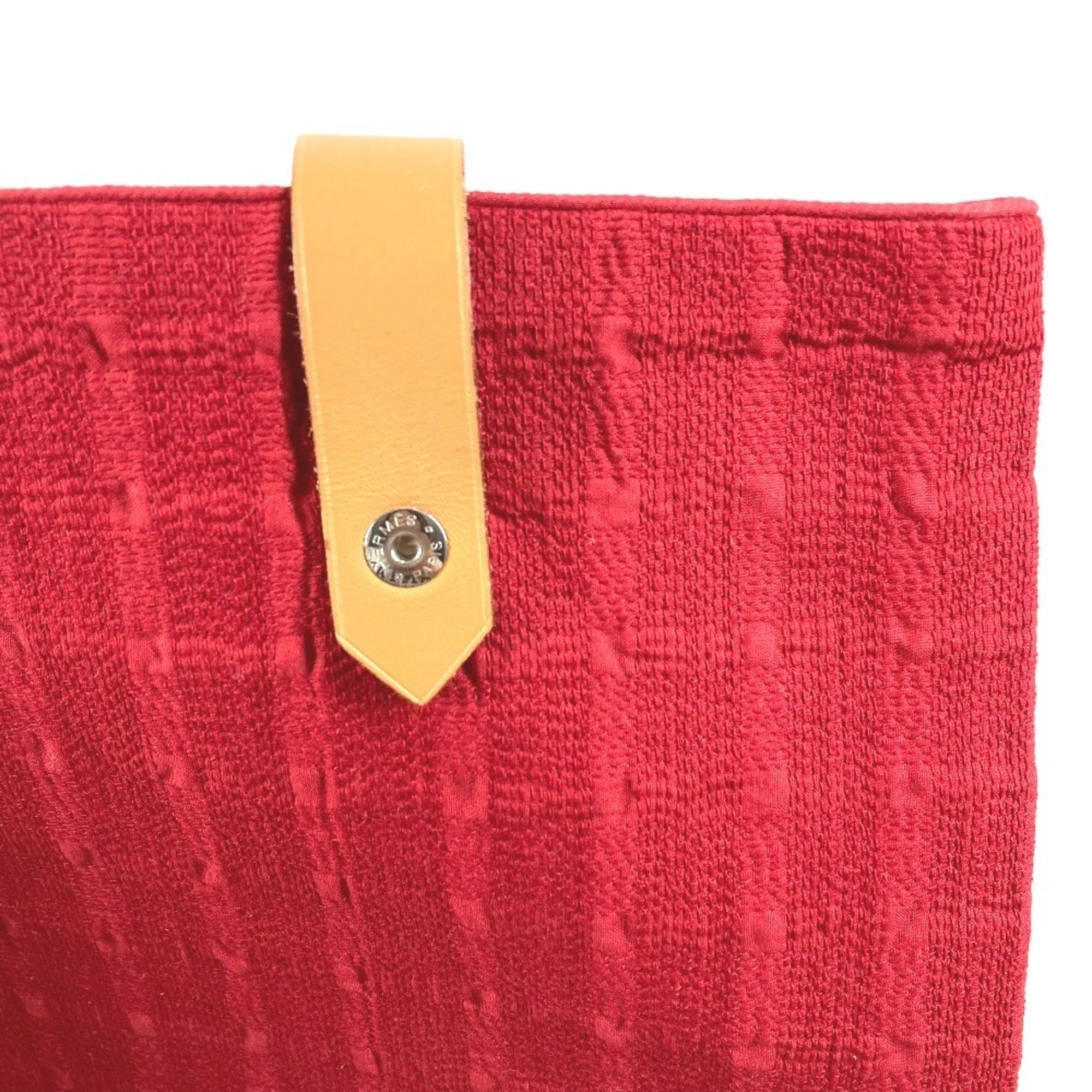 Hermes Ahmedabad Red Color Cotton Leather Shoulder Bag Tote Bag (Pre-Owned)