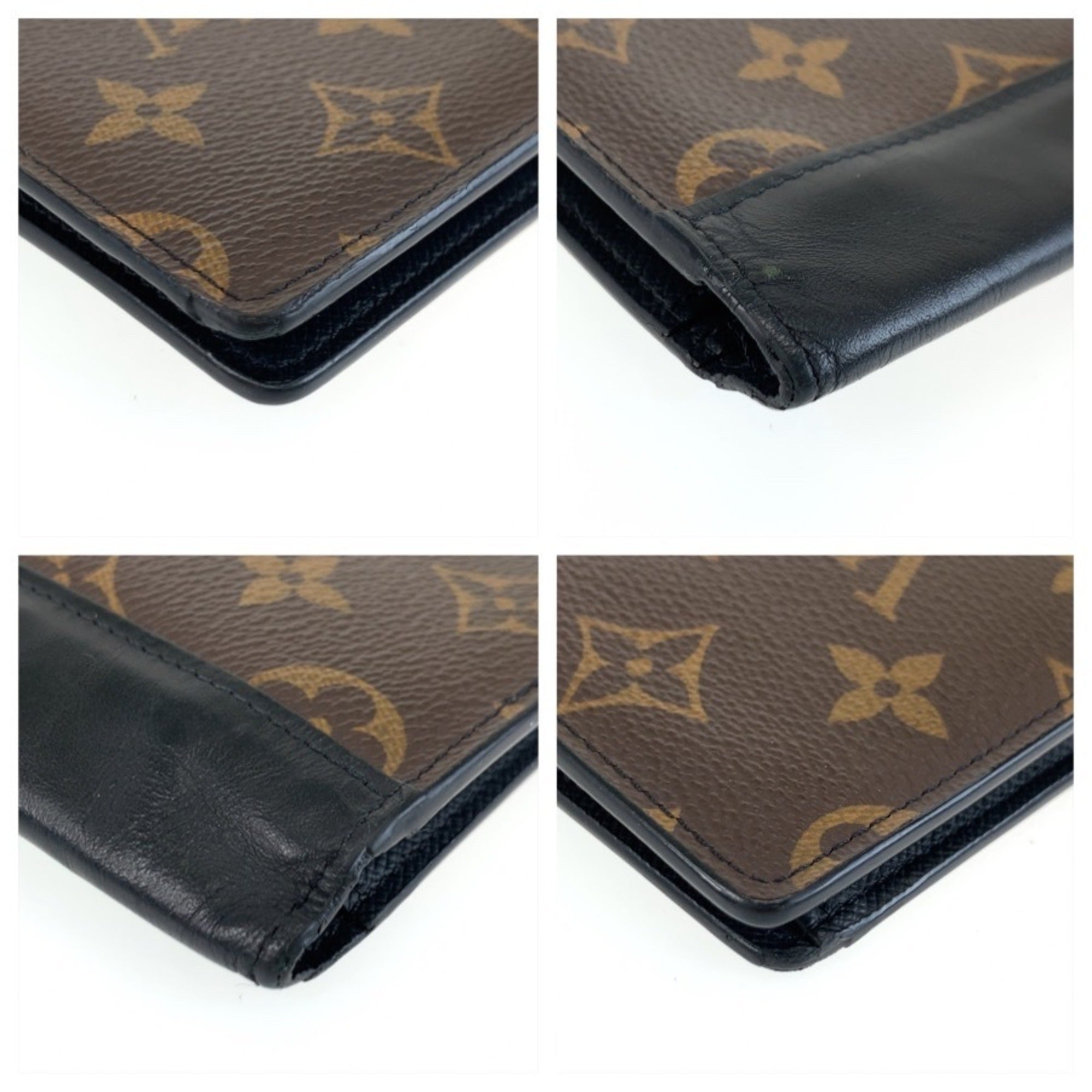 Louis Vuitton Black Brown Monogram Macassar Pvc Long Wallet (Bi-Fold) (Pre-Owned)
