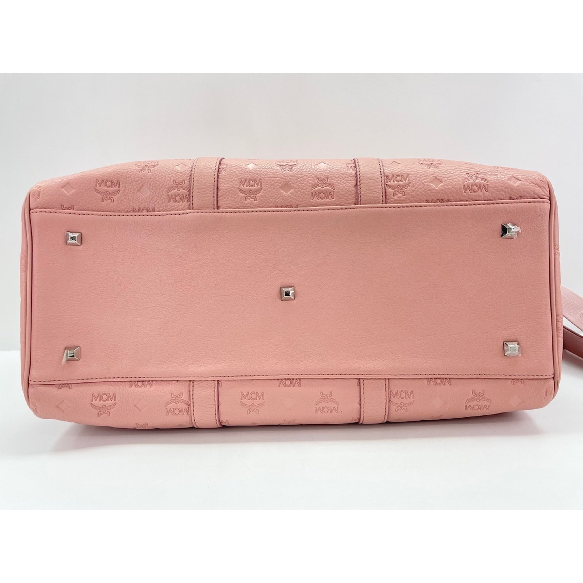 Mcm Pink Leather Boston Bag Weekend Bag (Pre-Owned)