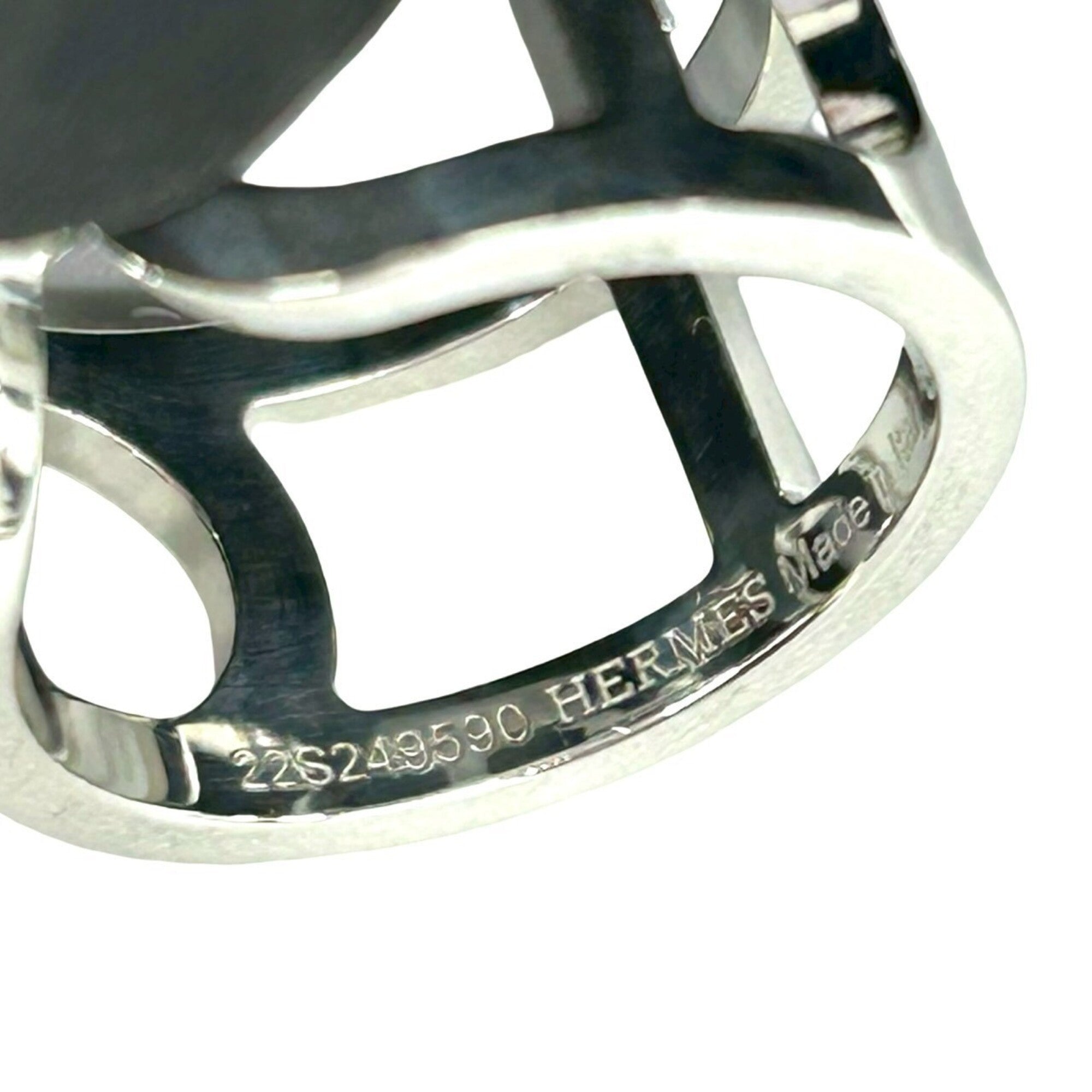 Hermes Silver Silver 925 Band Ring (Pre-Owned)