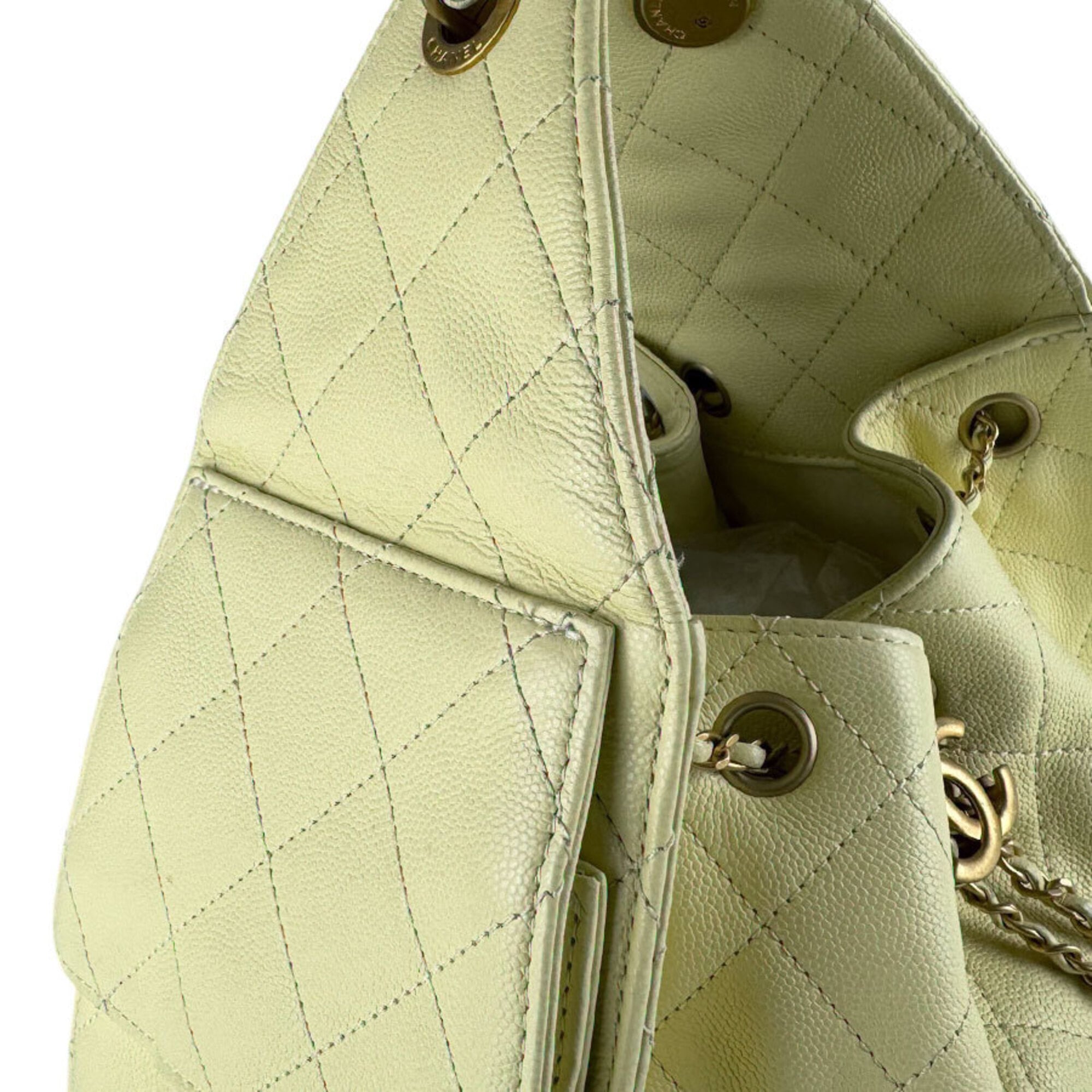 Chanel Yellow Grained Calfskin Shoulder Bag (Pre-Owned)