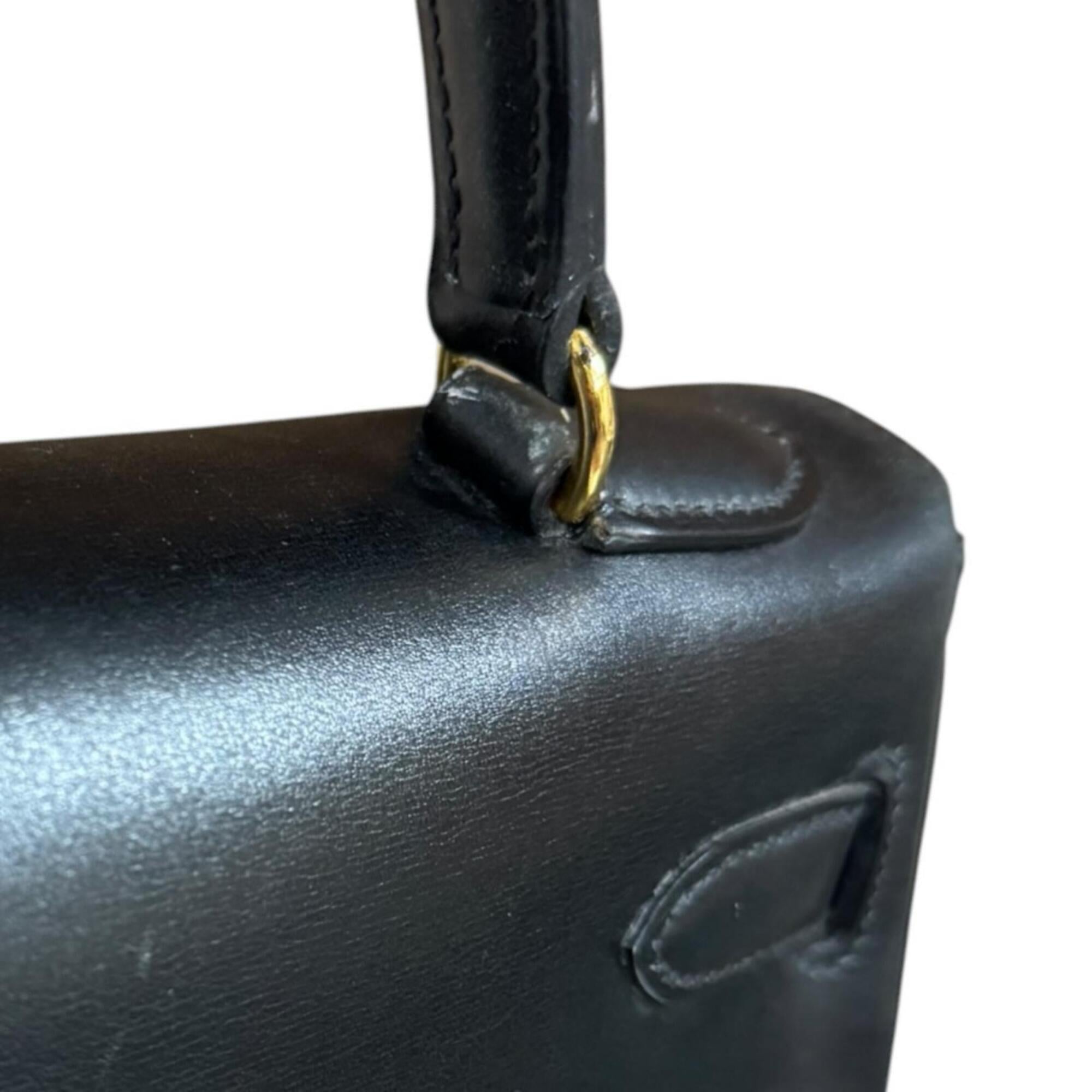 Hermes Black Box Calf Leather Shoulder Bag (Pre-Owned)