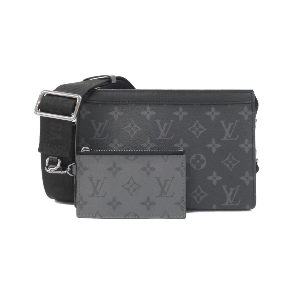 Louis Vuitton Black Gris Coated Canvas Pouch Shoulder Bag (Pre-Owned)