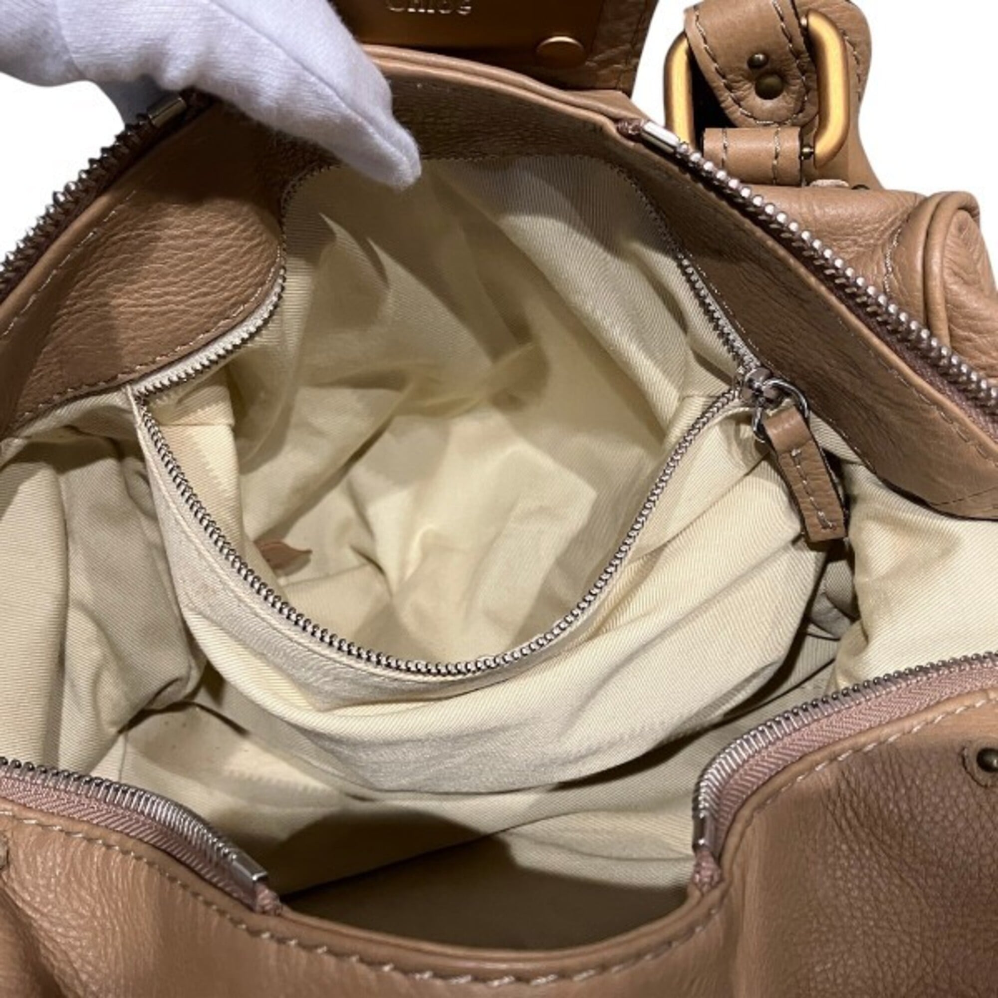Chloé Beige Leather Shoulder Bag Tote Bag (Pre-Owned)