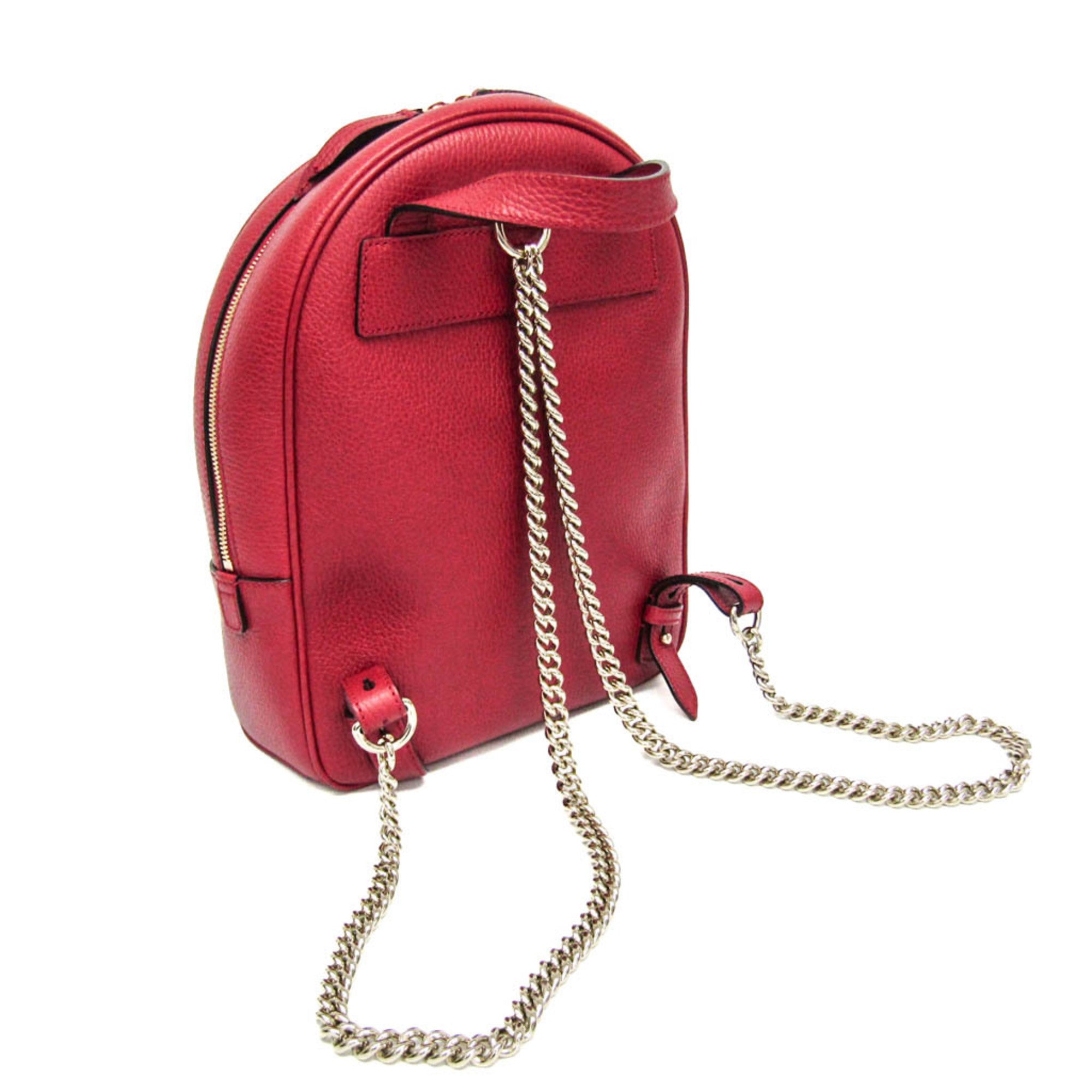 Gucci Soho Red Color Leather Backpack (Pre-Owned)