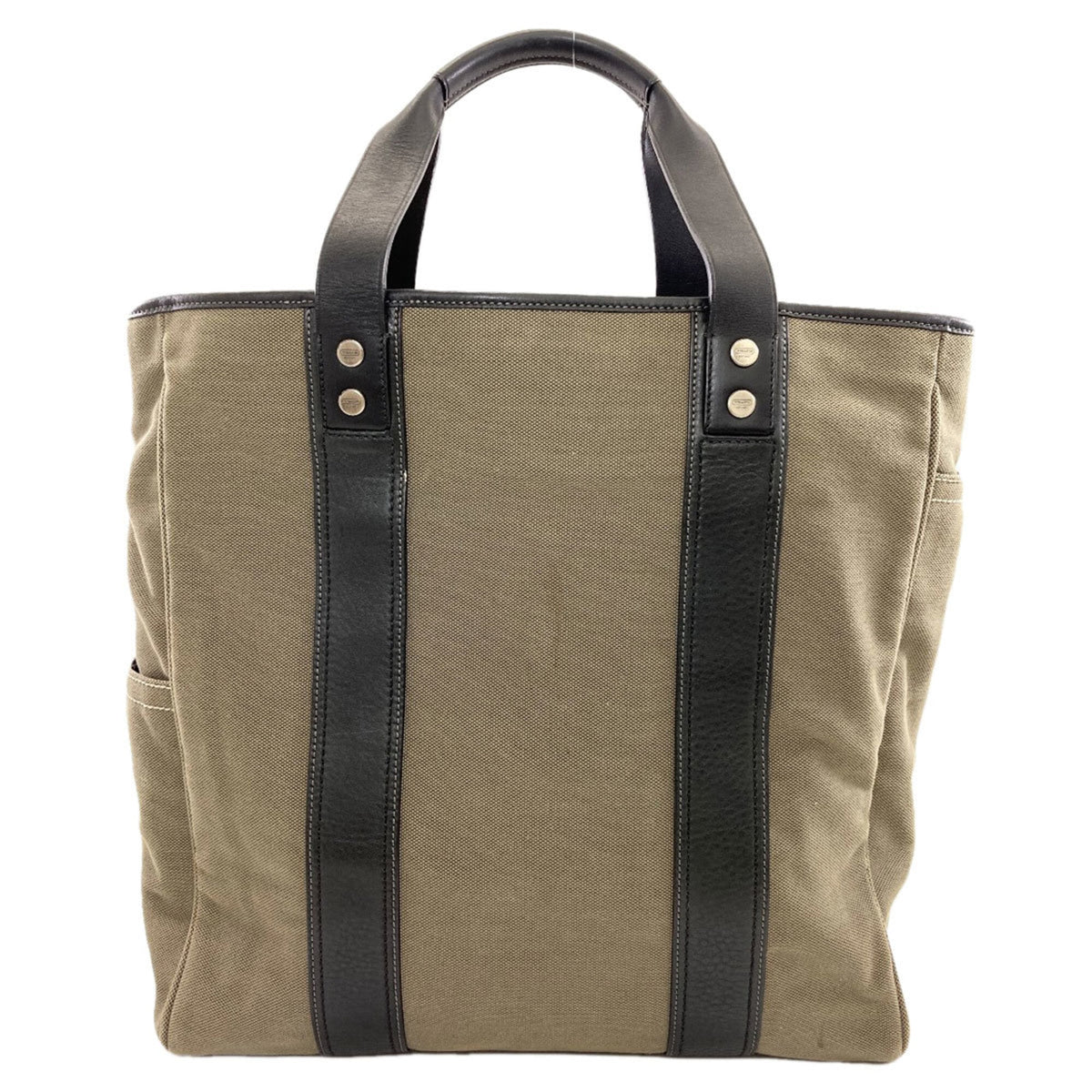 Coach Black Khaki Canvas Leather Handbag (Pre-Owned)