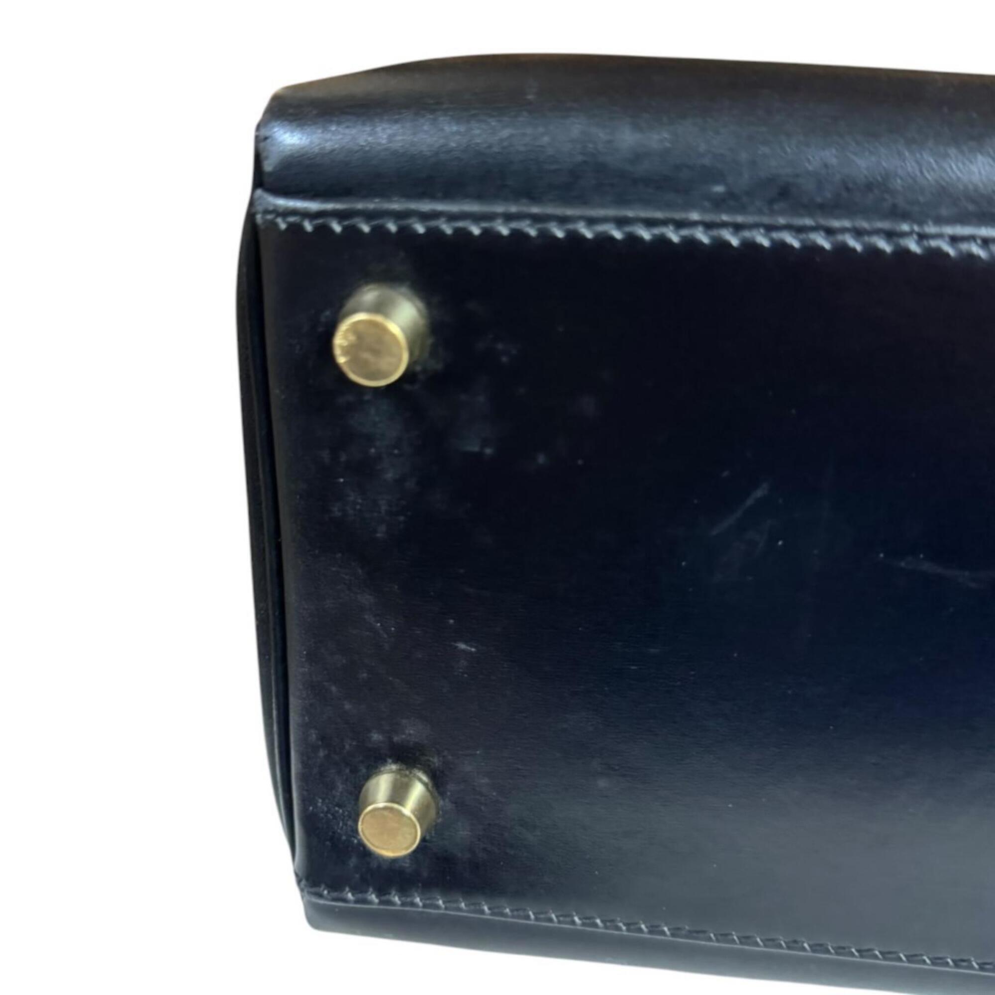 Hermes Black Box Calf Leather Shoulder Bag (Pre-Owned)