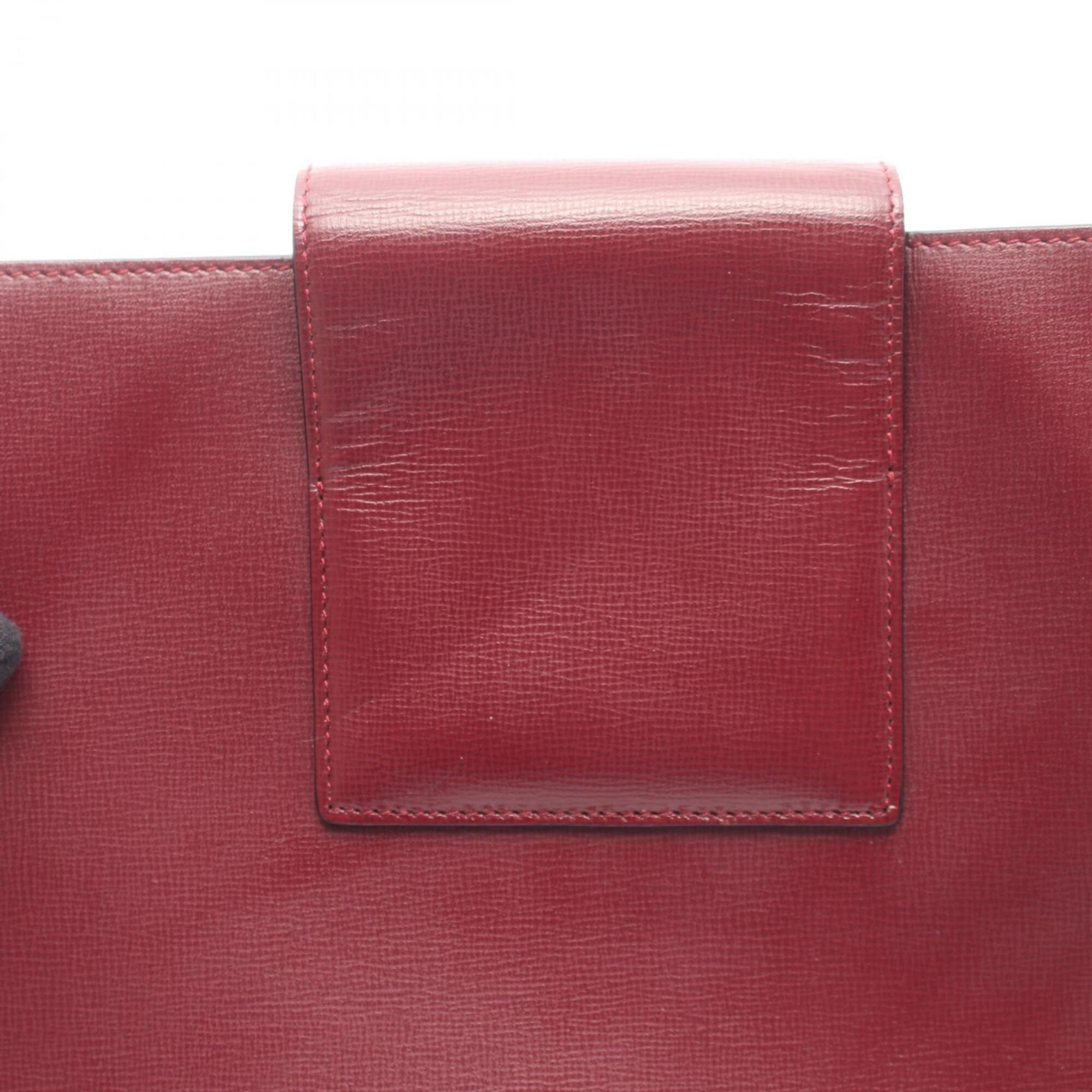 Cartier Bordeaux Leather Handbag Shoulder Bag (Pre-Owned)