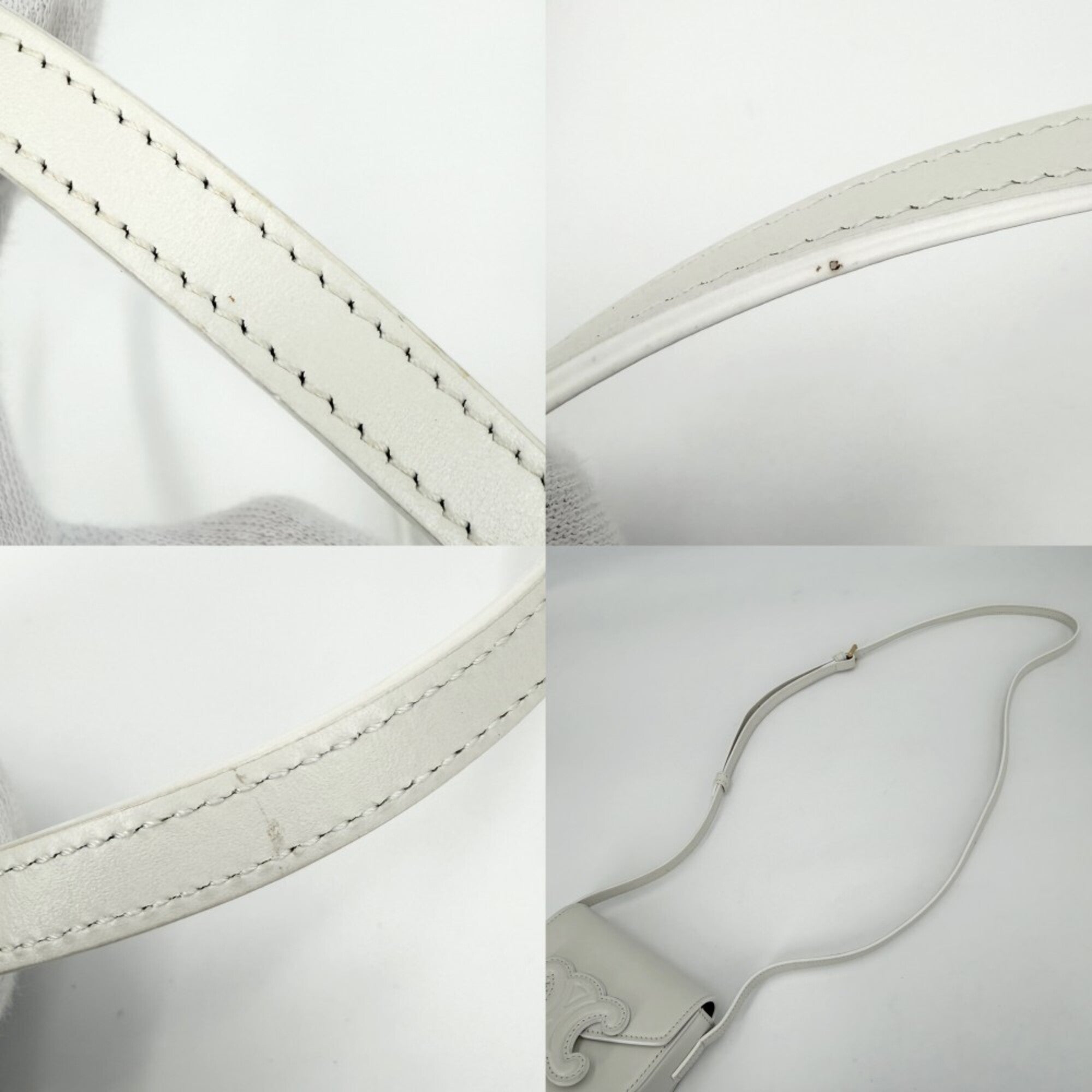 Celine White Leather Pochette Shoulder Bag (Pre-Owned)