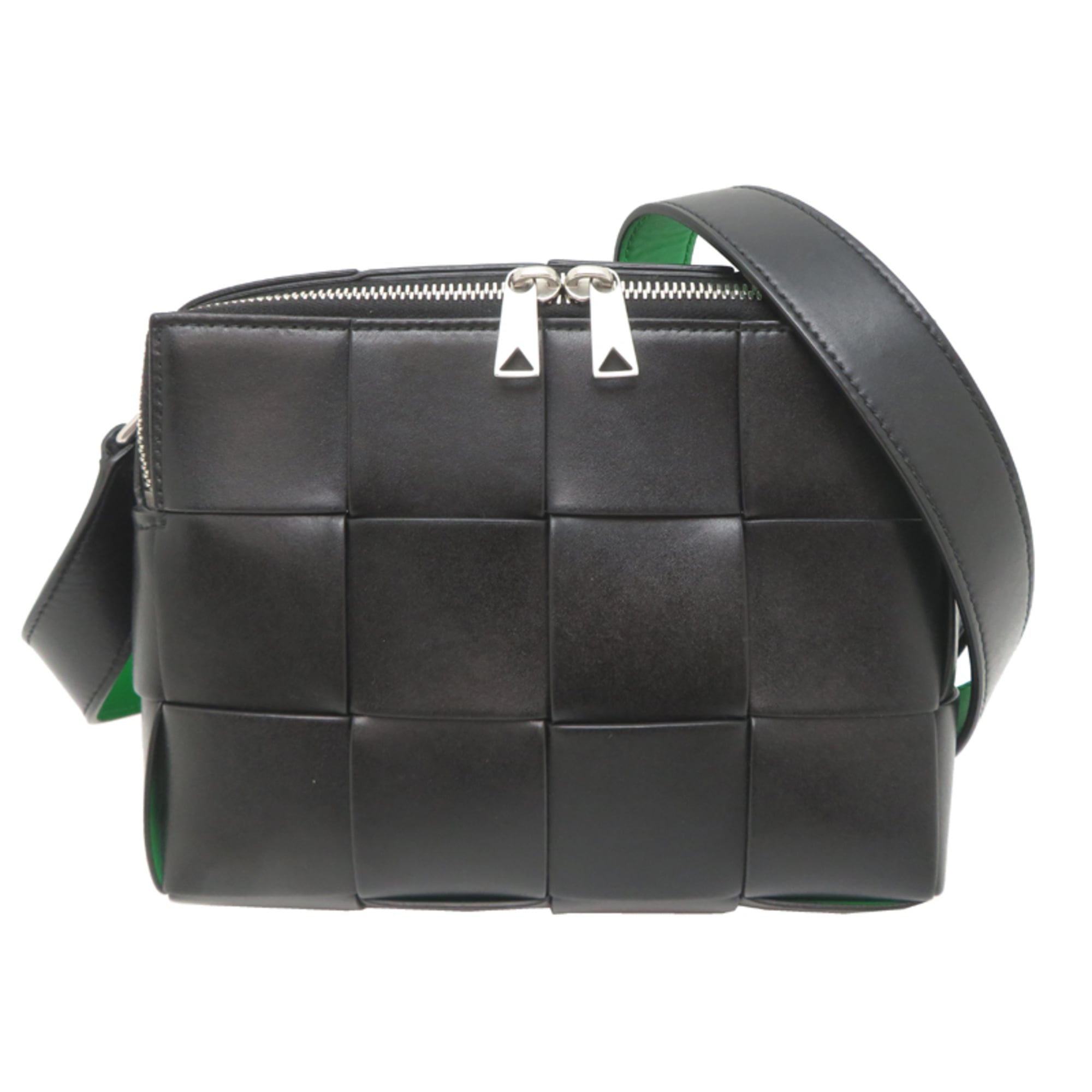 Bottega Veneta Black Green Leather Shoulder Bag (Pre-Owned)