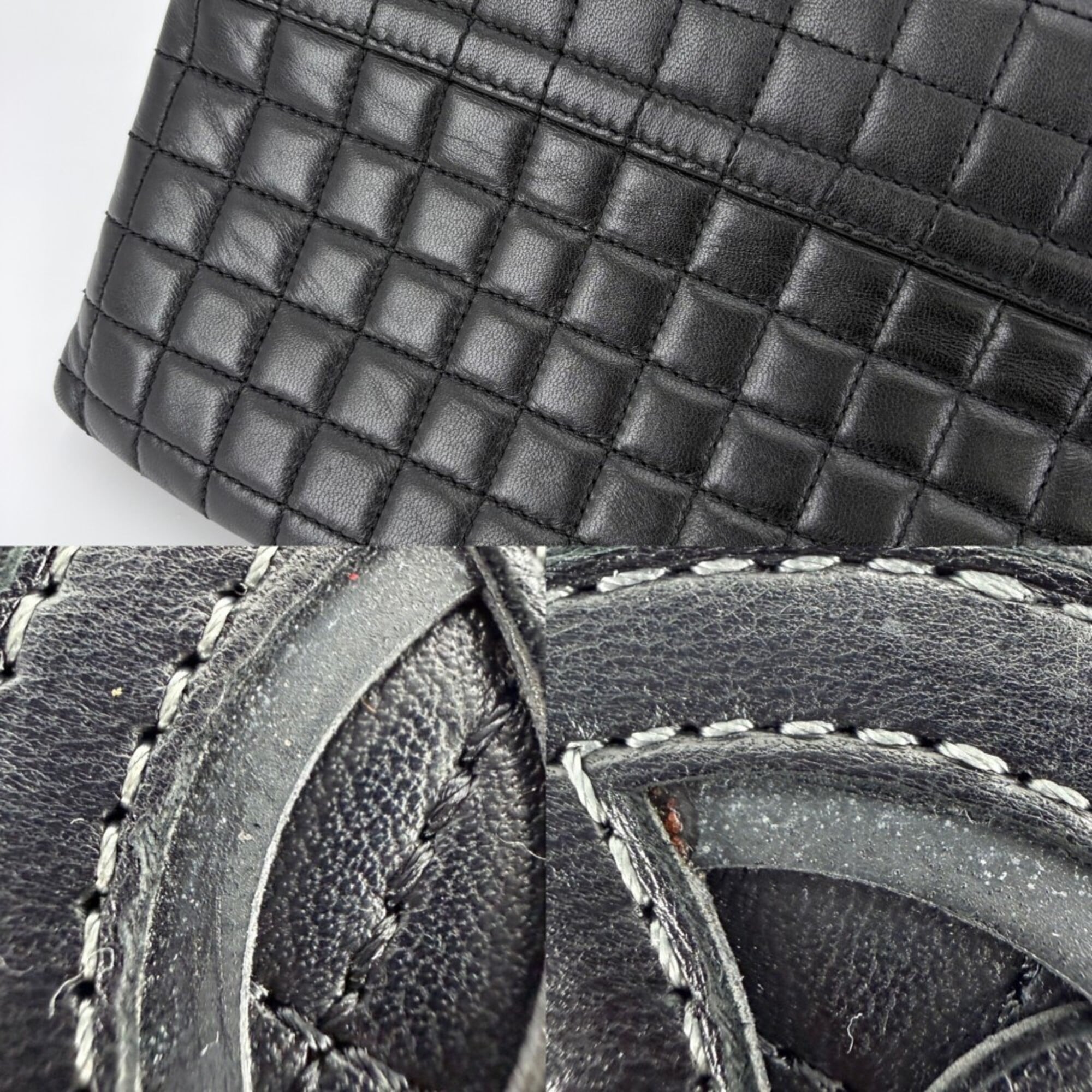 Chanel Chocolate Bar Black Leather Handbag Shoulder Bag (Pre-Owned)
