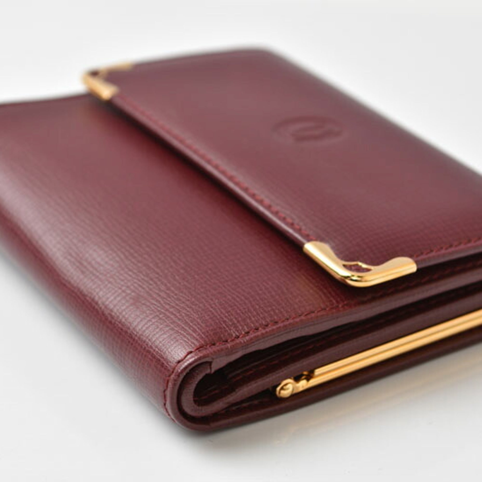 Cartier Bordeaux Leather Wallet (Tri-Fold) (Pre-Owned)