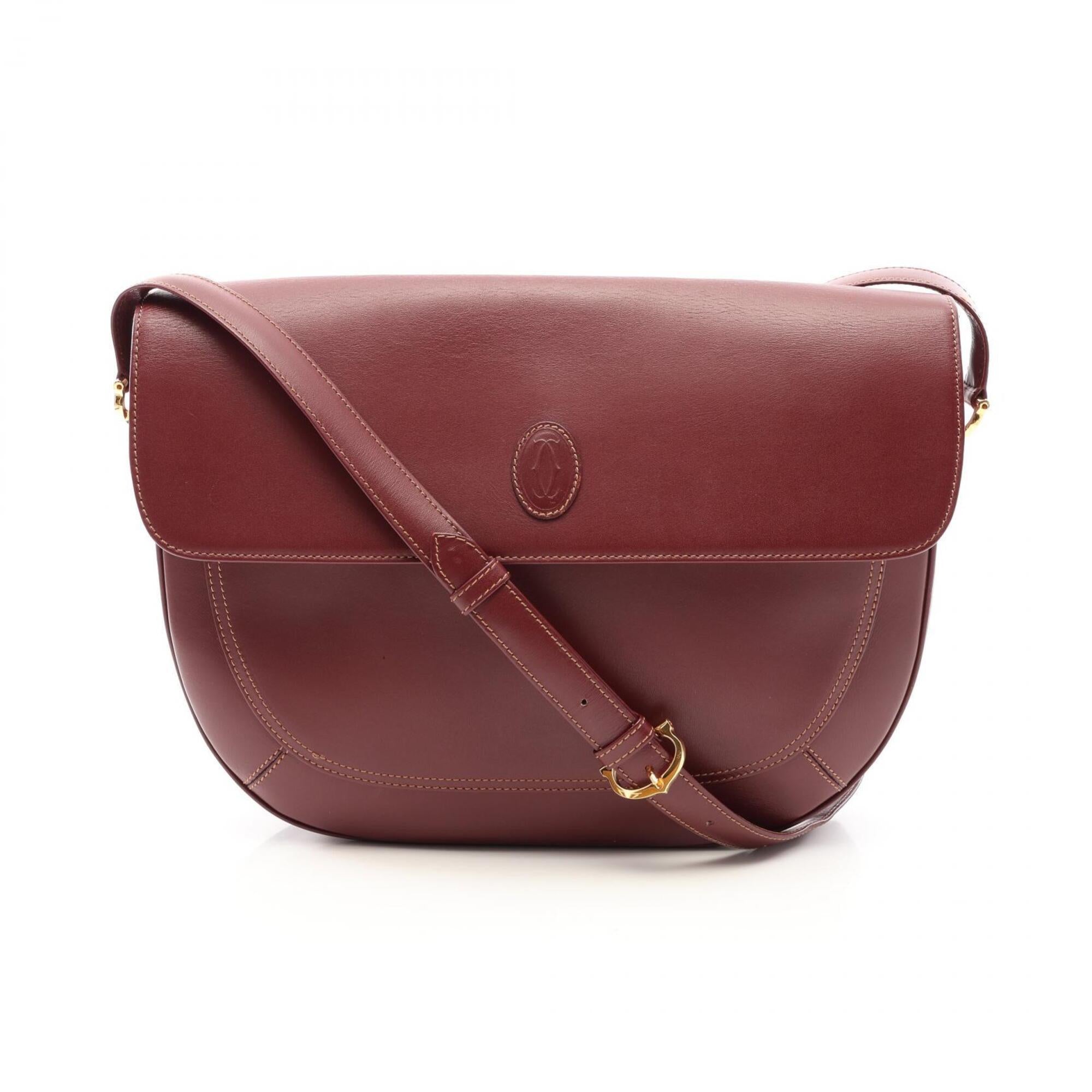 Cartier Must Bordeaux Leather Shoulder Bag (Pre-Owned)