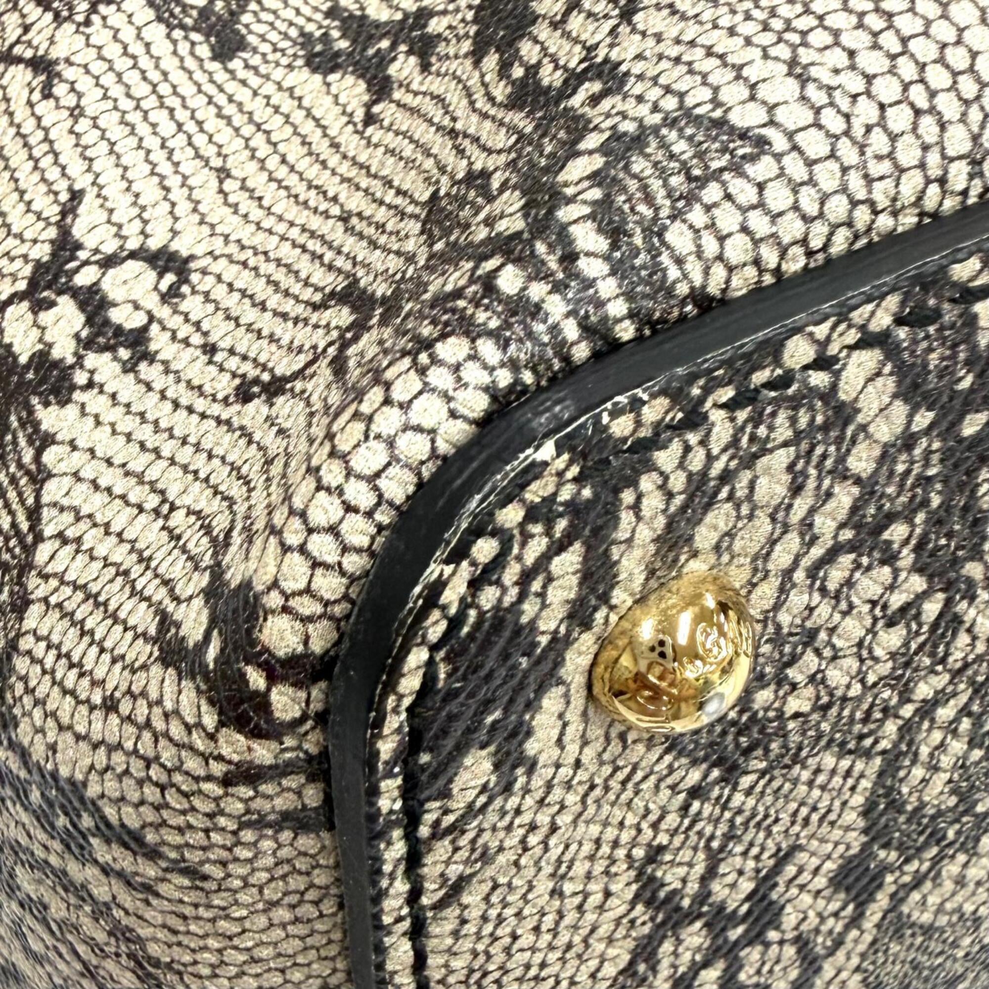 Dolce & Gabbana Beige Black Leather Tote Bag (Pre-Owned)