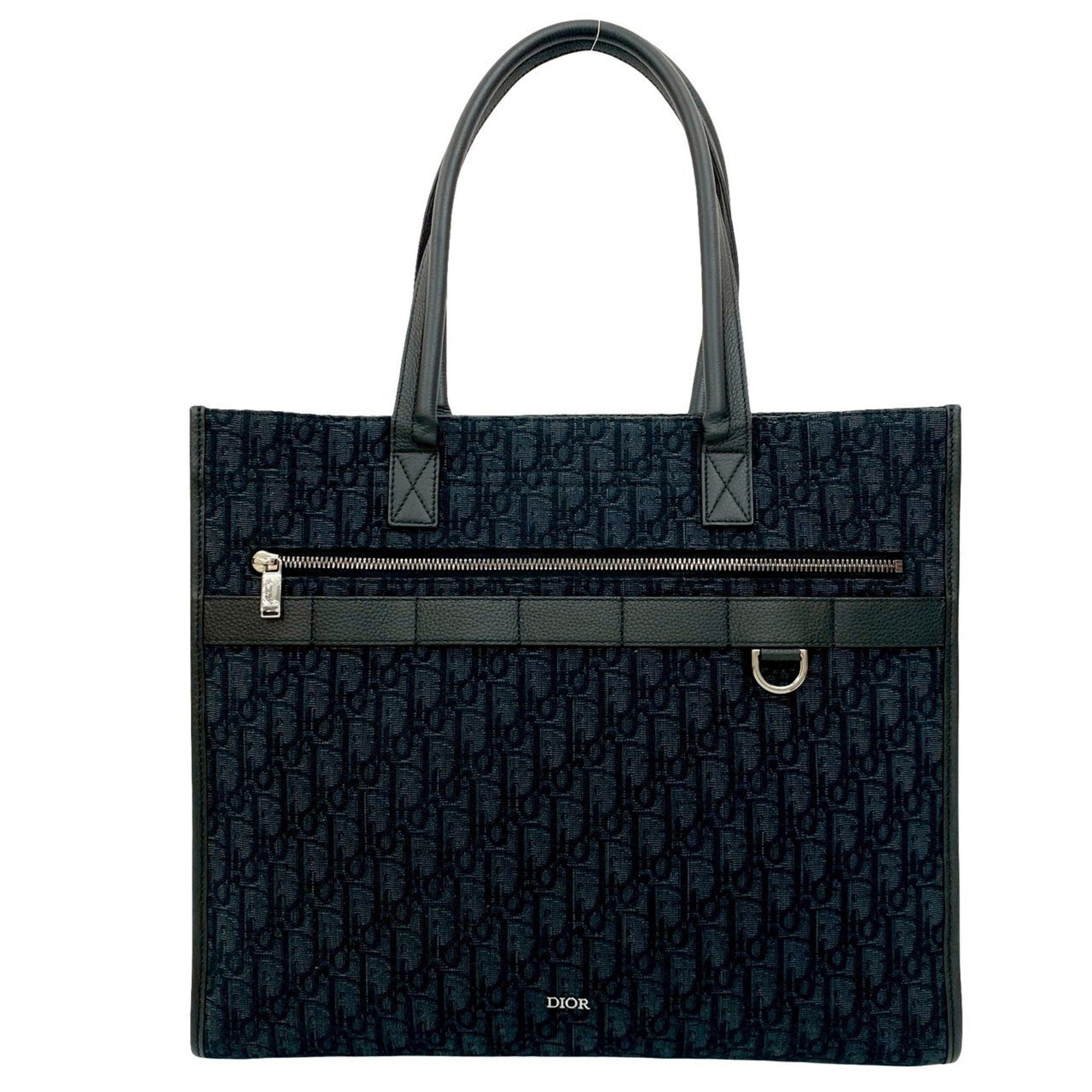 Christian Dior Black Canvas Leather Tote Bag (Pre-Owned)