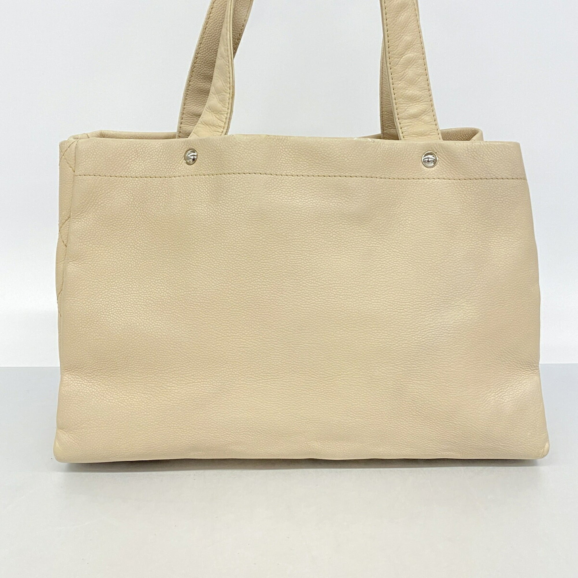 Chanel Beige Grained Calfskin Tote Bag (Pre-Owned)