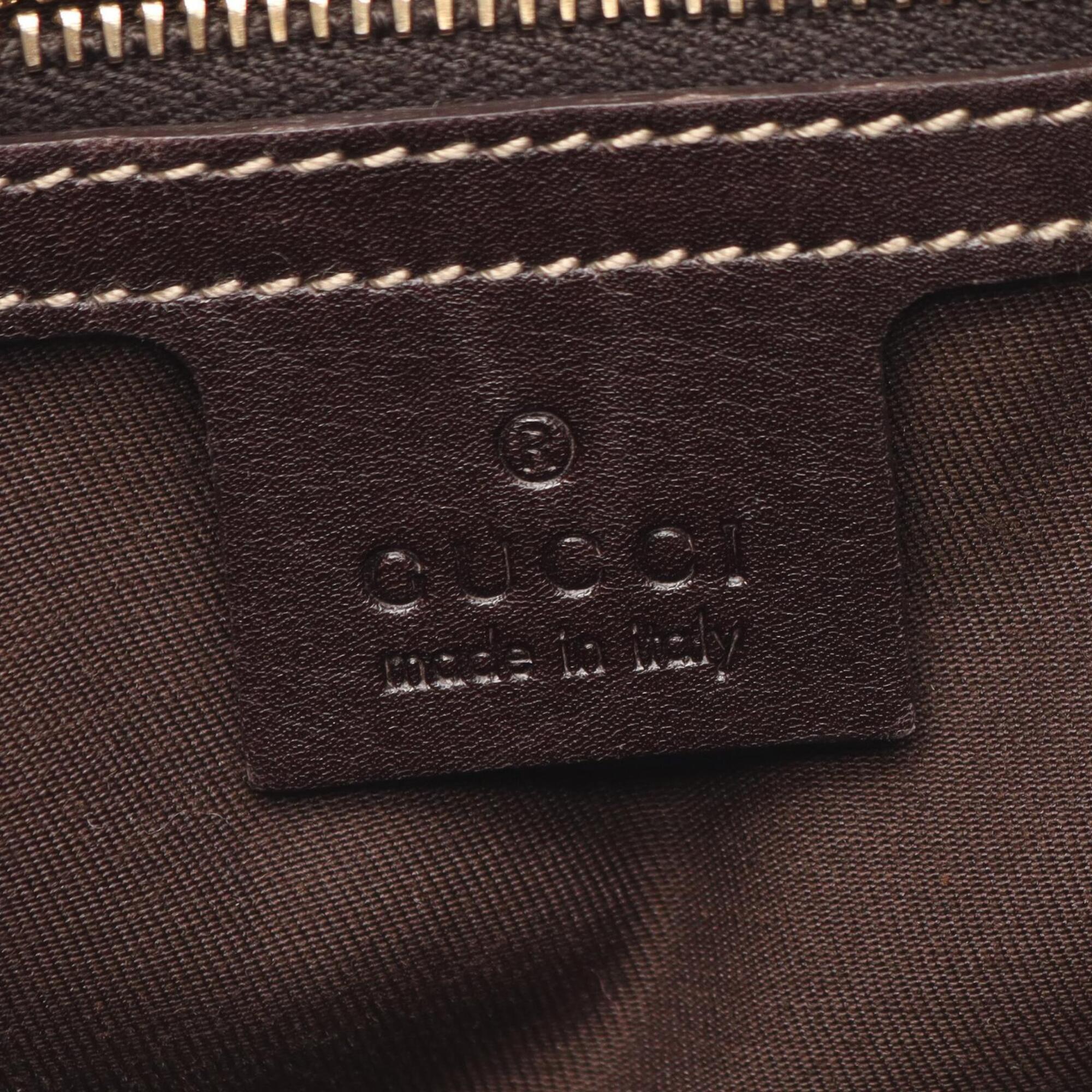 Gucci Gg Canvas Beige Brown Gg Canvas Leather Handbag (Pre-Owned)