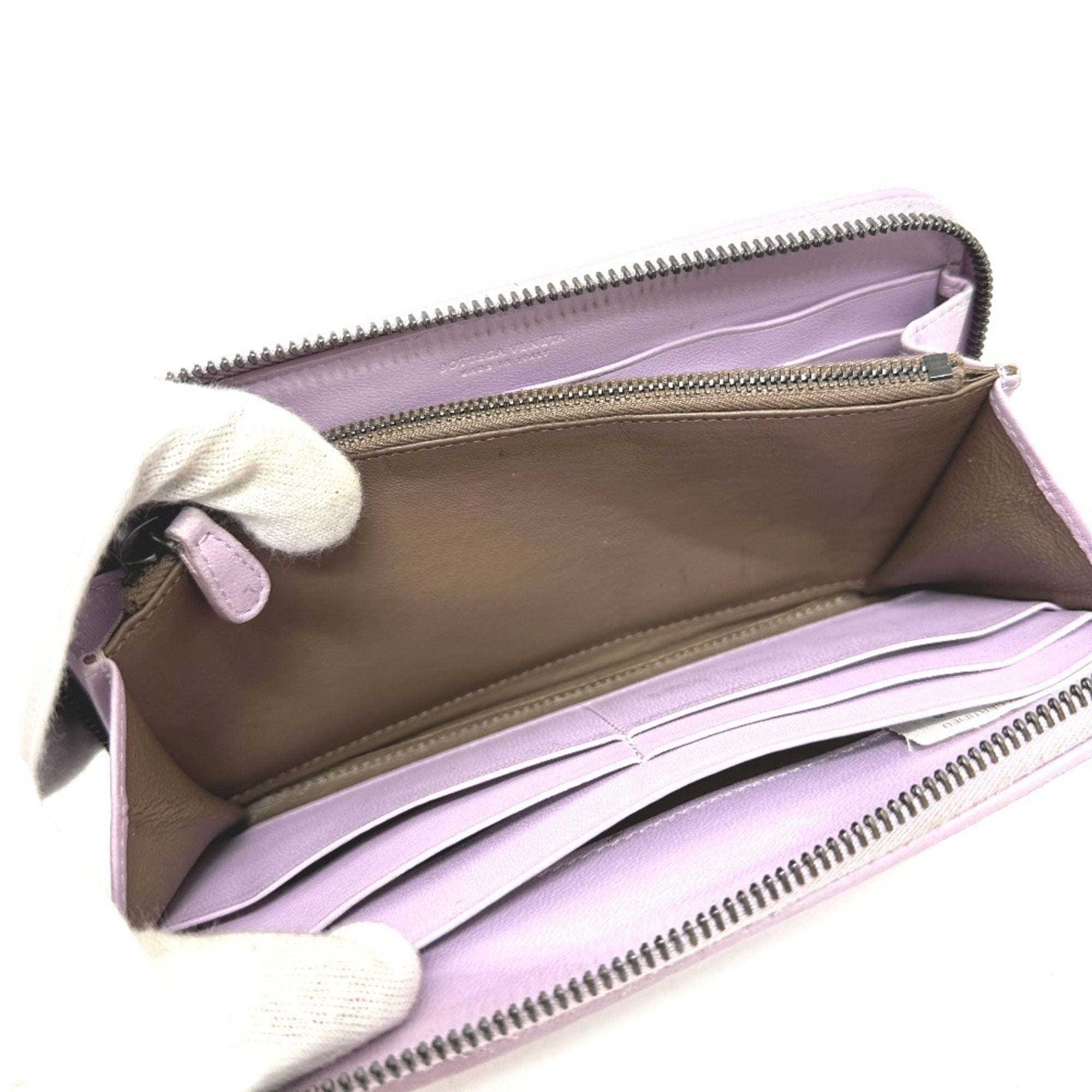 Bottega Veneta Purple Leather Long Wallet (Bi-Fold) (Pre-Owned)