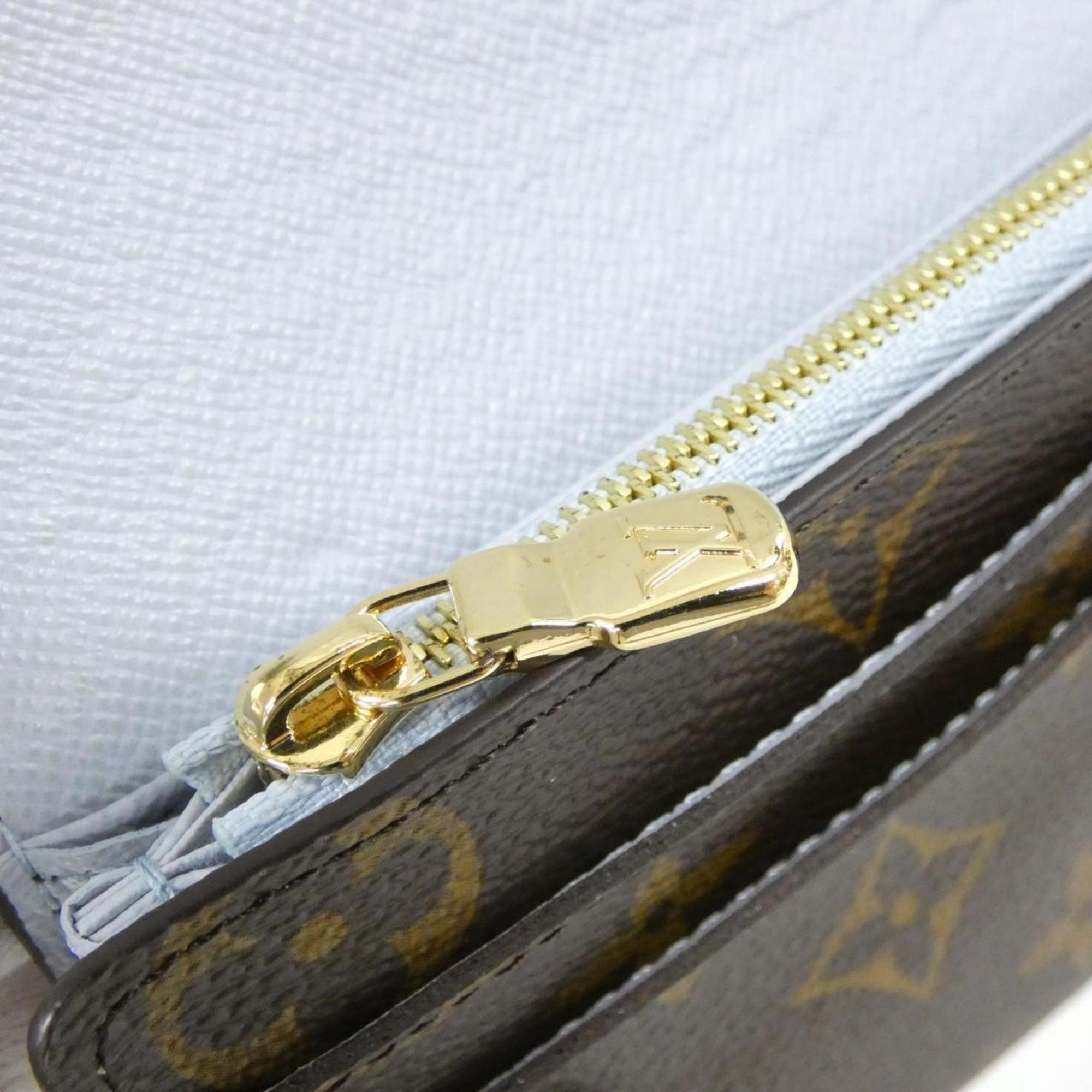 Louis Vuitton Monogram Blue Marron Coated Canvas Long Wallet (Bi-Fold) (Pre-Owned)
