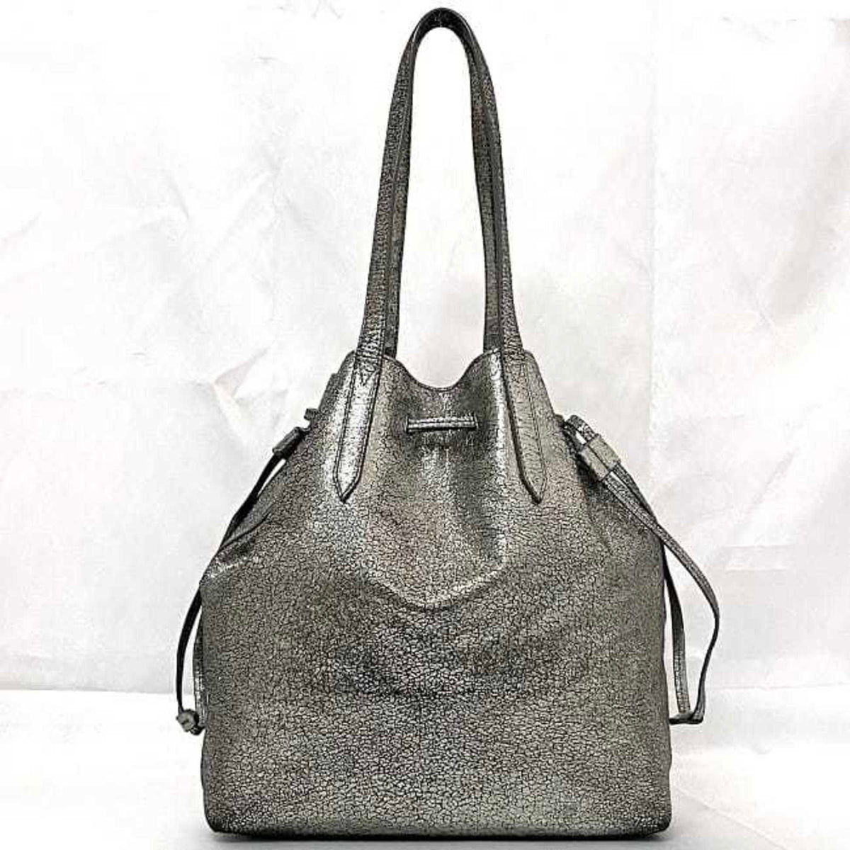 Jimmy Choo Metallic Silver Leather Tote Bag (Pre-Owned)