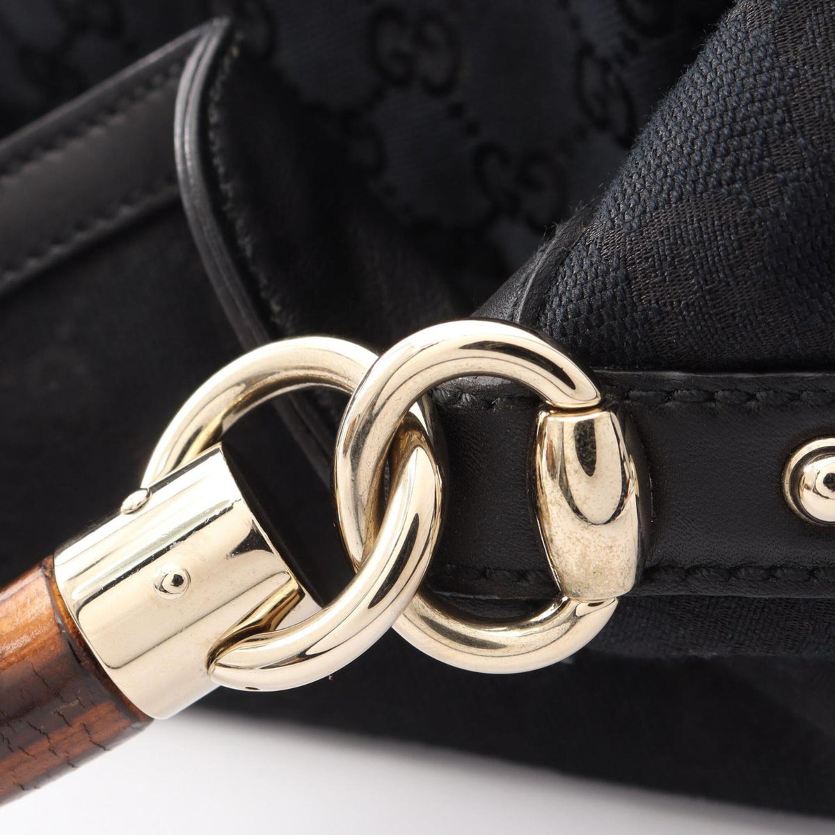 Gucci Black Canvas Leather Handbag (Pre-Owned)
