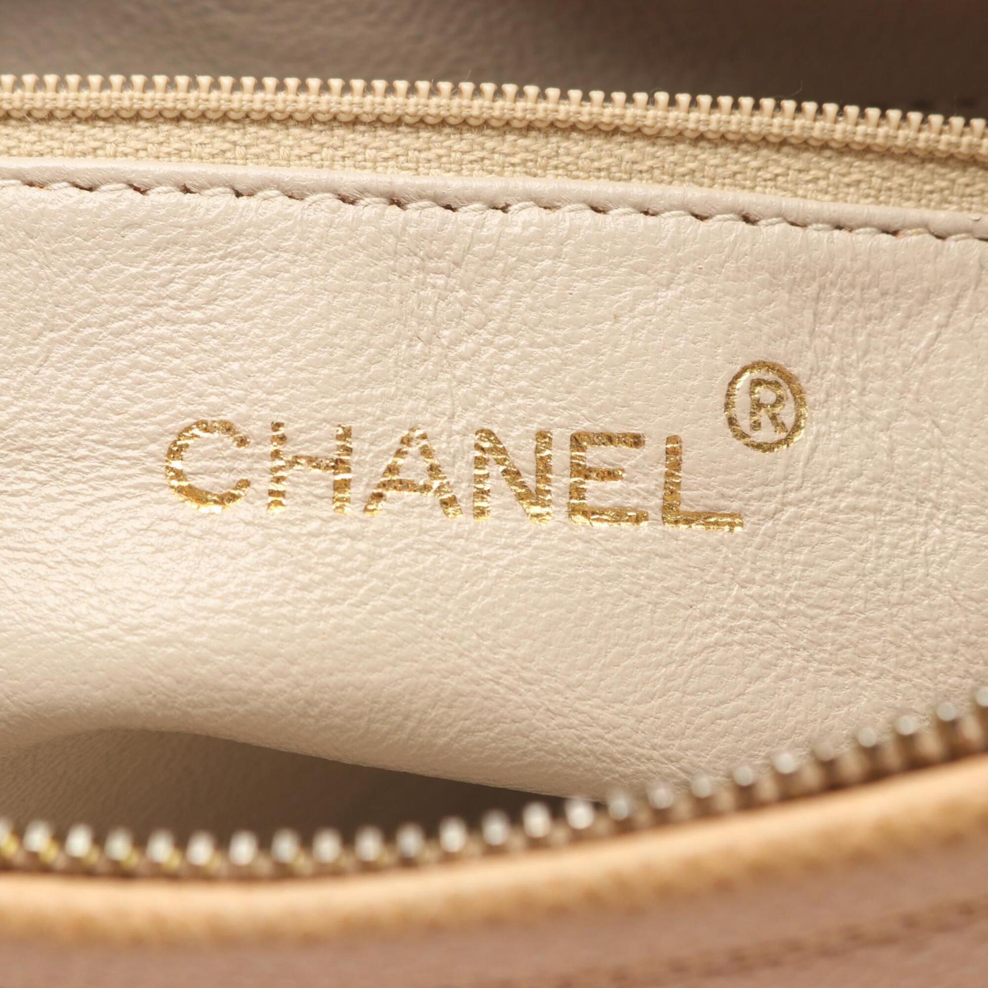 Chanel Beige Grained Calfskin Handbag Shoulder Bag (Pre-Owned)