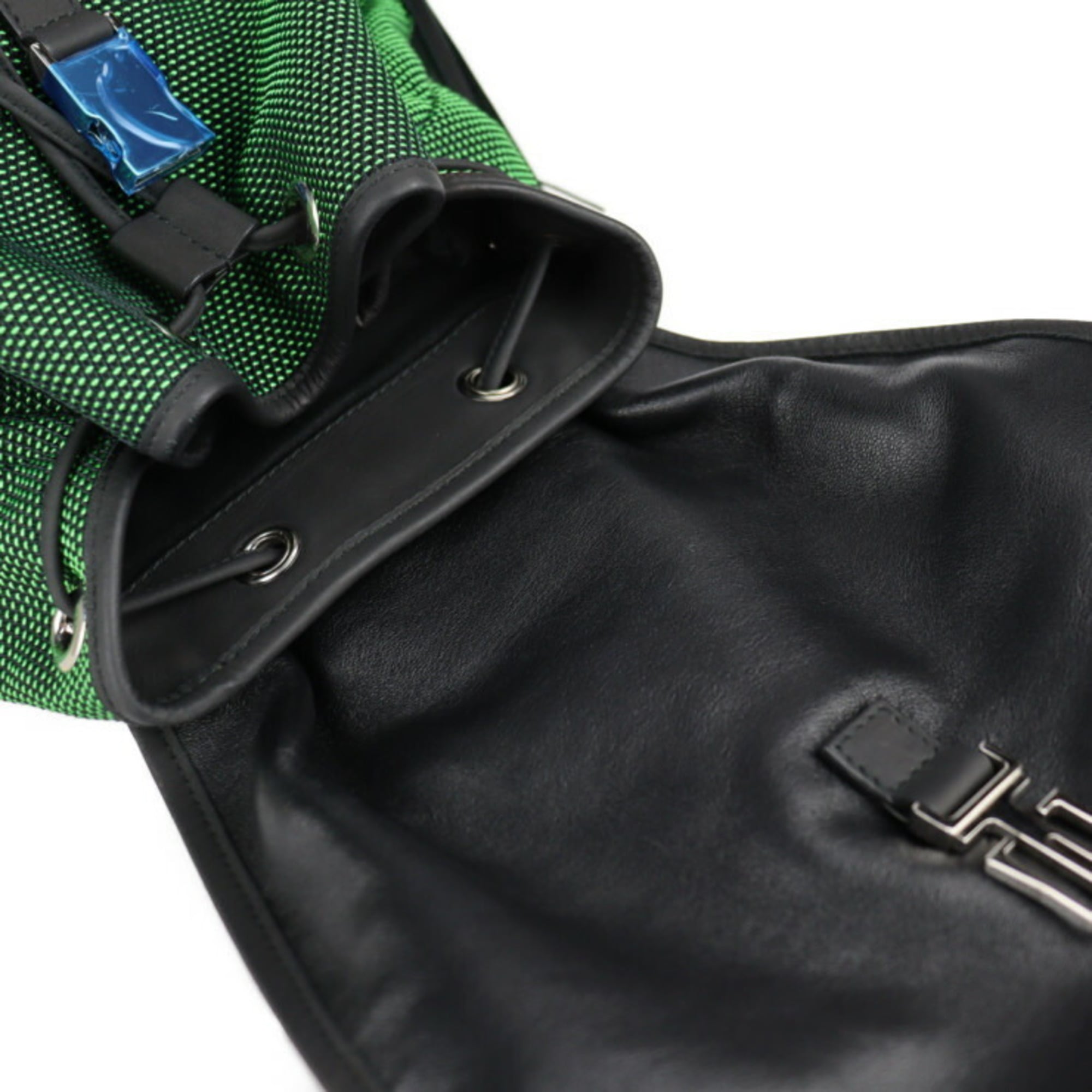 Balenciaga Black Green Nylon Canvas Leather Backpack (Pre-Owned)