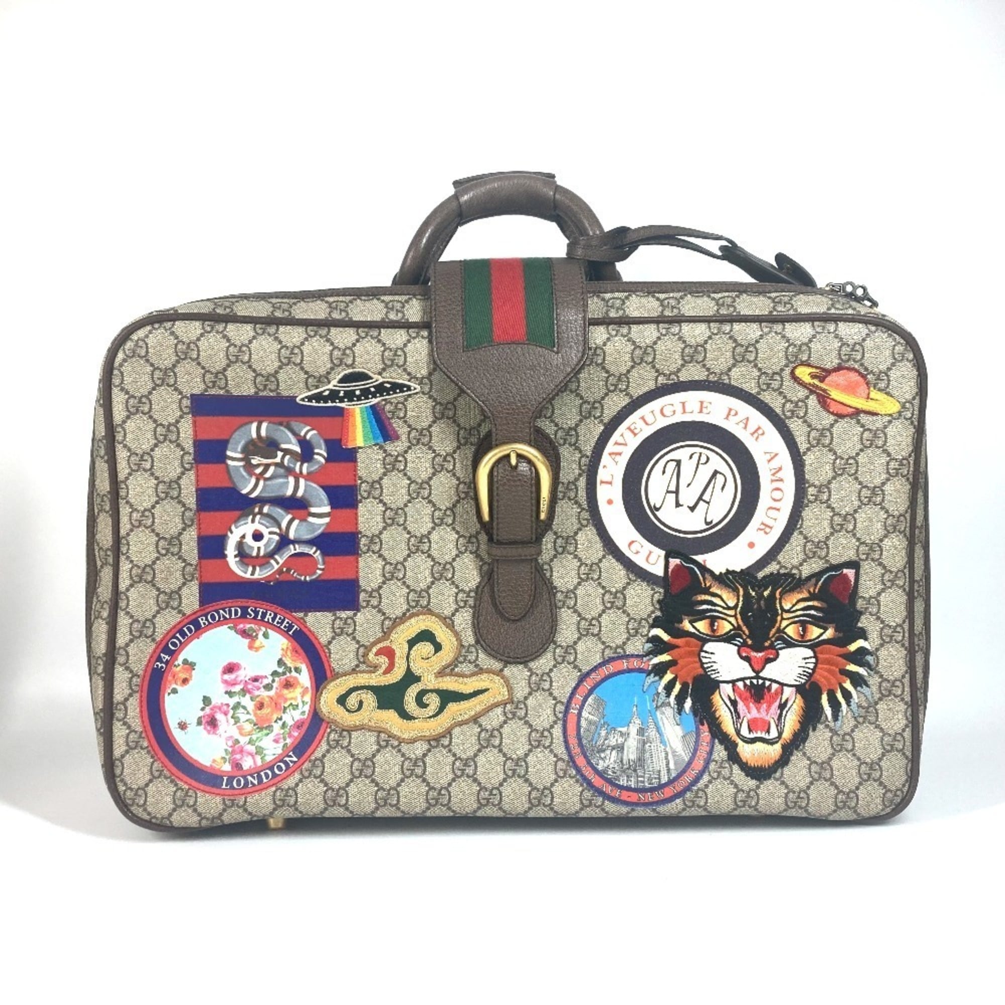 Gucci Beige Multi-Color Gg Supreme Boston Bag (Pre-Owned)