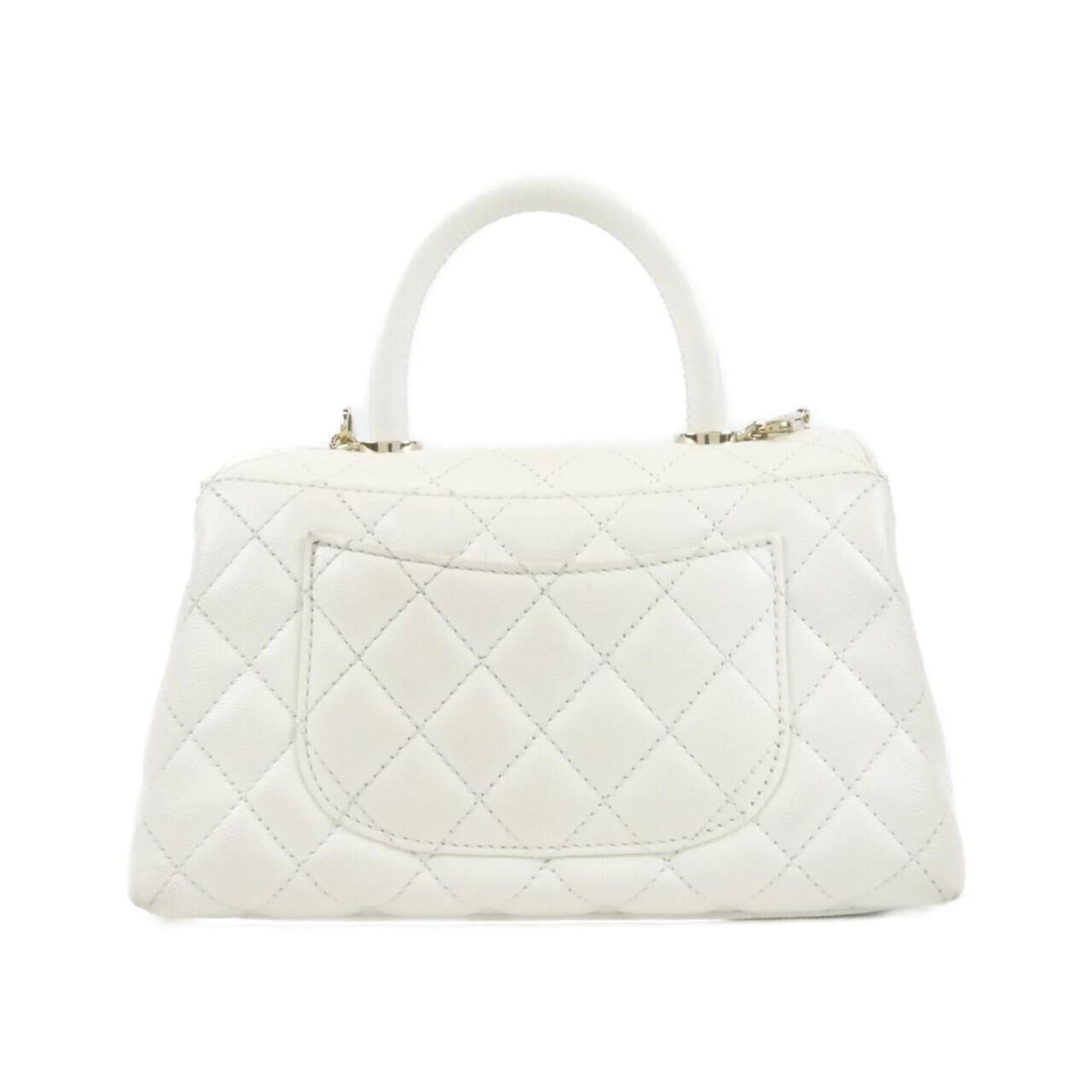 Chanel White Grained Calfskin Handbag (Pre-Owned)