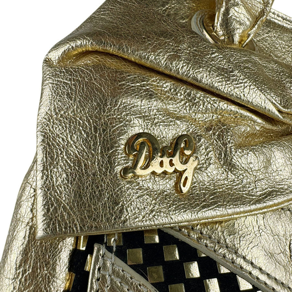 Unspecified Black Gold Leather Handbag (Pre-Owned)