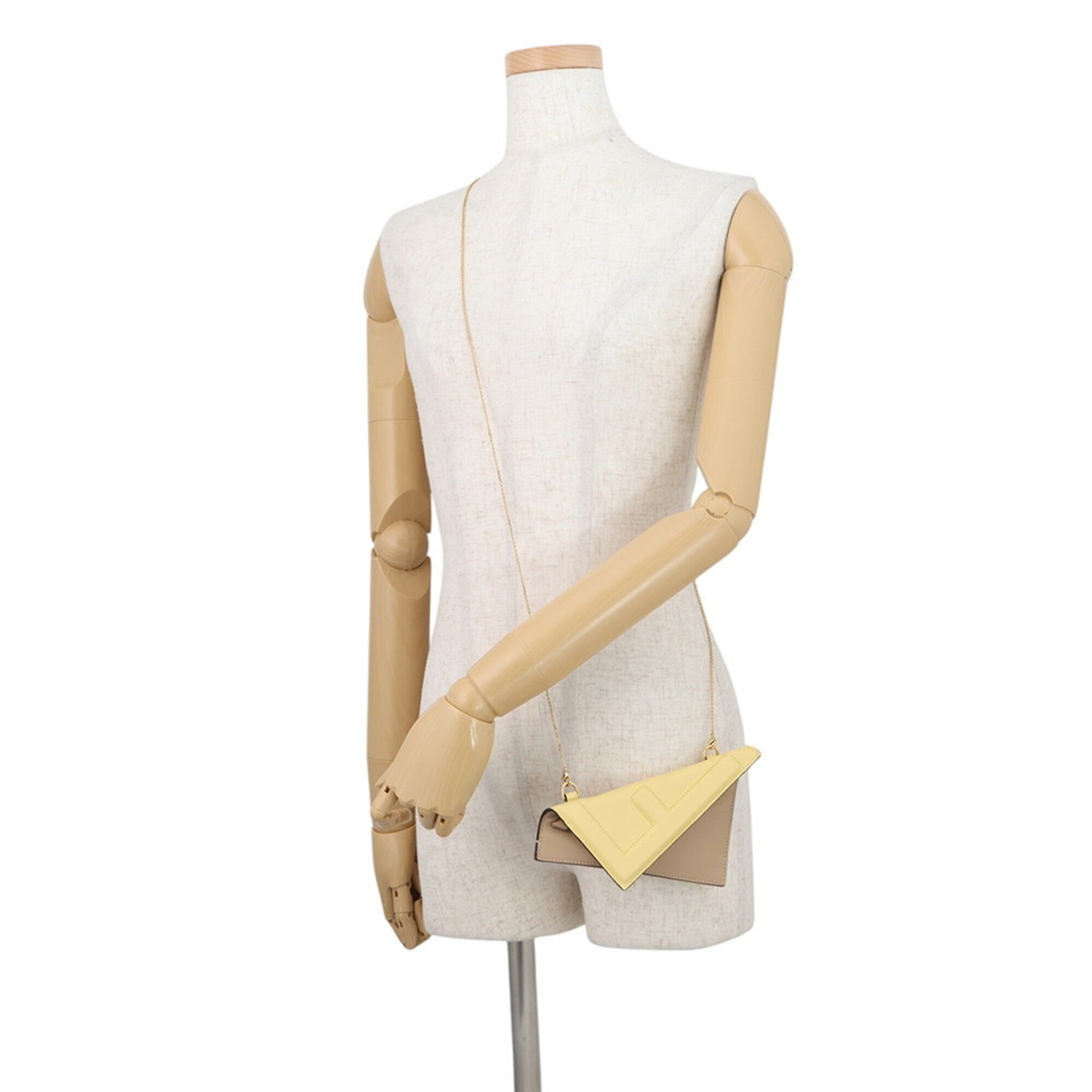Fendi Camel Yellow Leather Handbag Pochette Pouch (Pre-Owned)