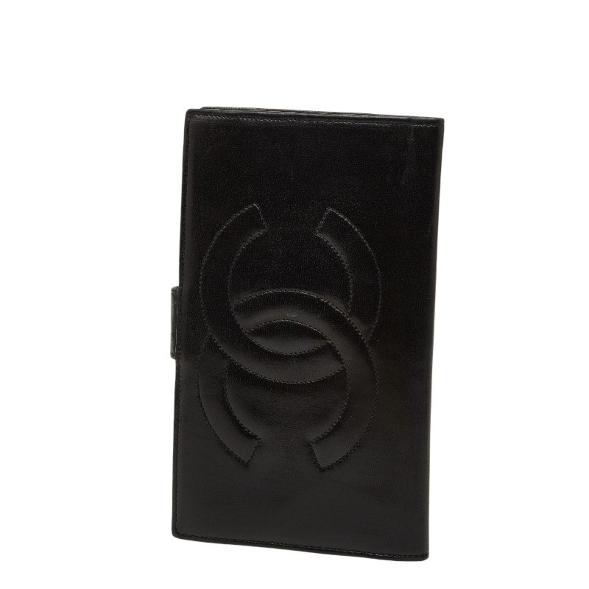 Chanel Black Leather Long Wallet (Bi-Fold) (Pre-Owned)