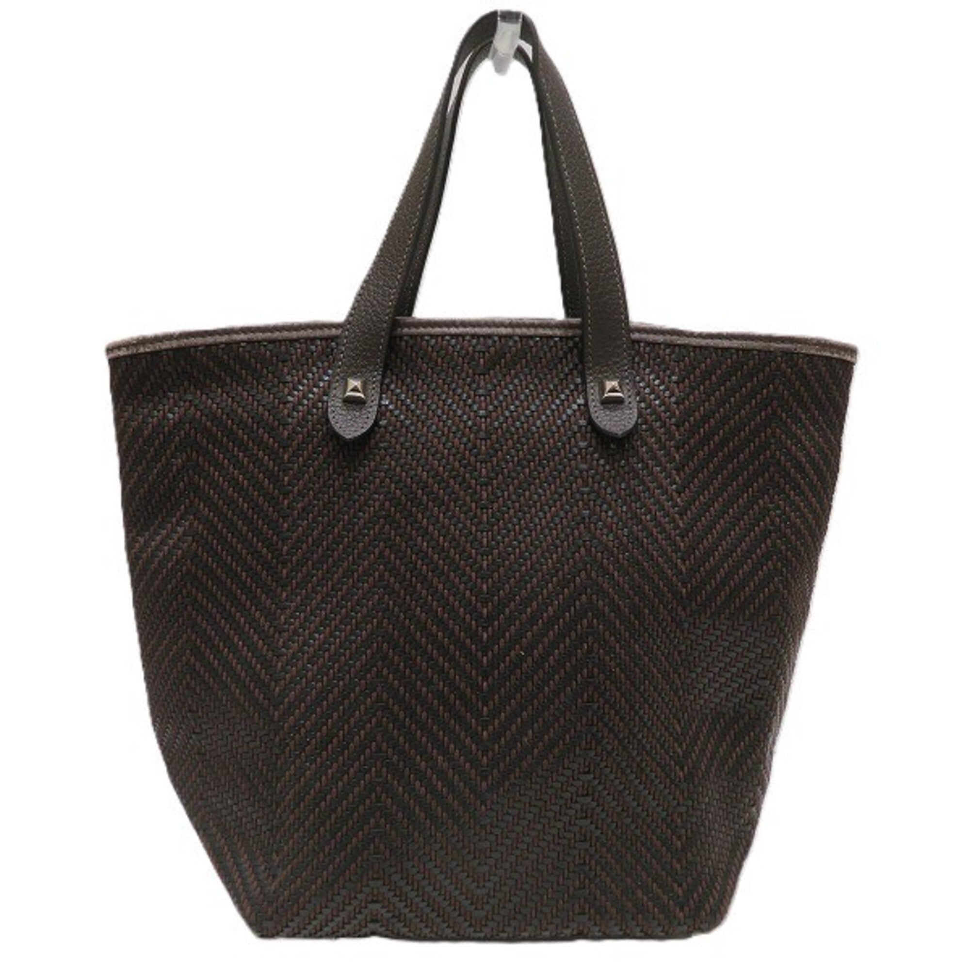 Hermes Brown Leather Nylon Handbag (Pre-Owned)