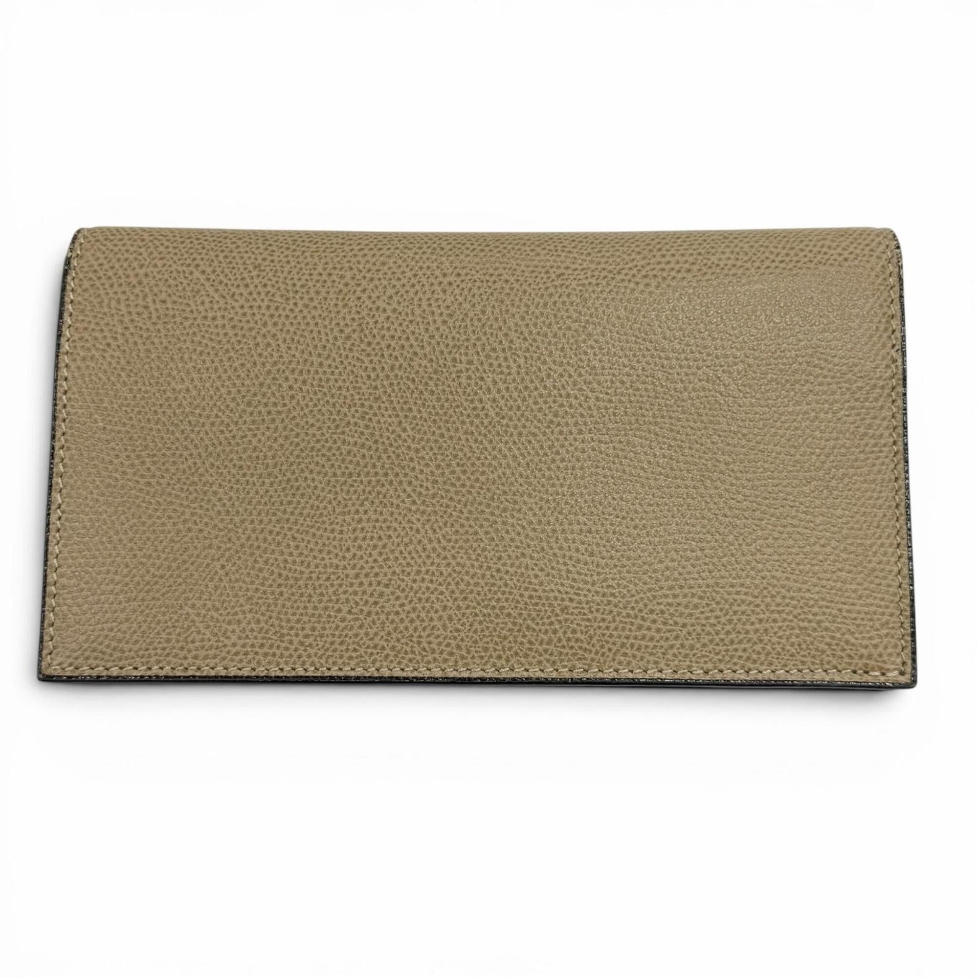 Valextra Grayish Leather Long Wallet (Bi-Fold) (Pre-Owned)