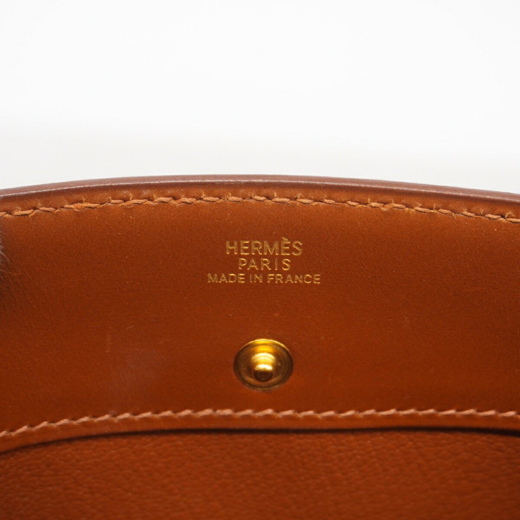 Hermes Noisette Box Calf Leather Handbag (Pre-Owned)