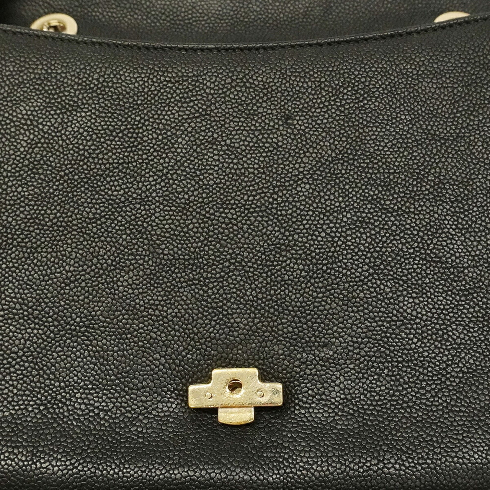 Chanel Black Grained Calfskin Handbag (Pre-Owned)