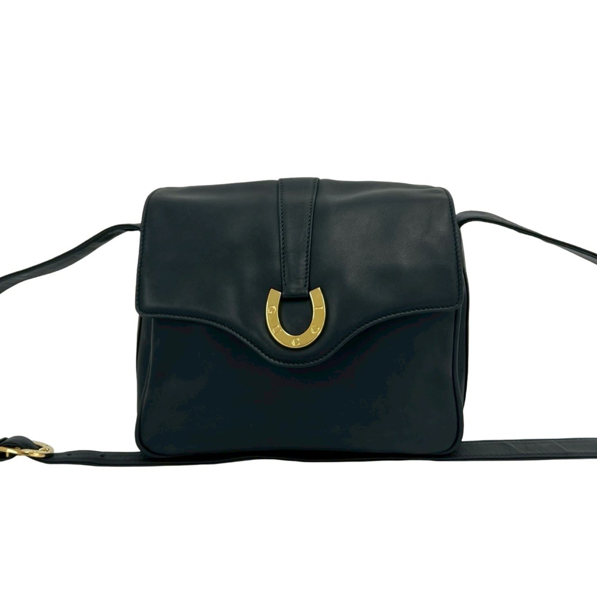 Gucci Navy Leather Shoulder Bag (Pre-Owned)