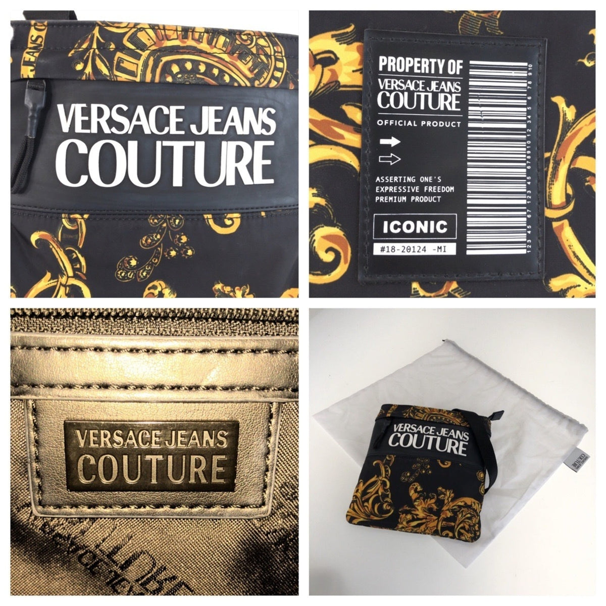 Versace Black Yellow Nylon Shoulder Bag (Pre-Owned)